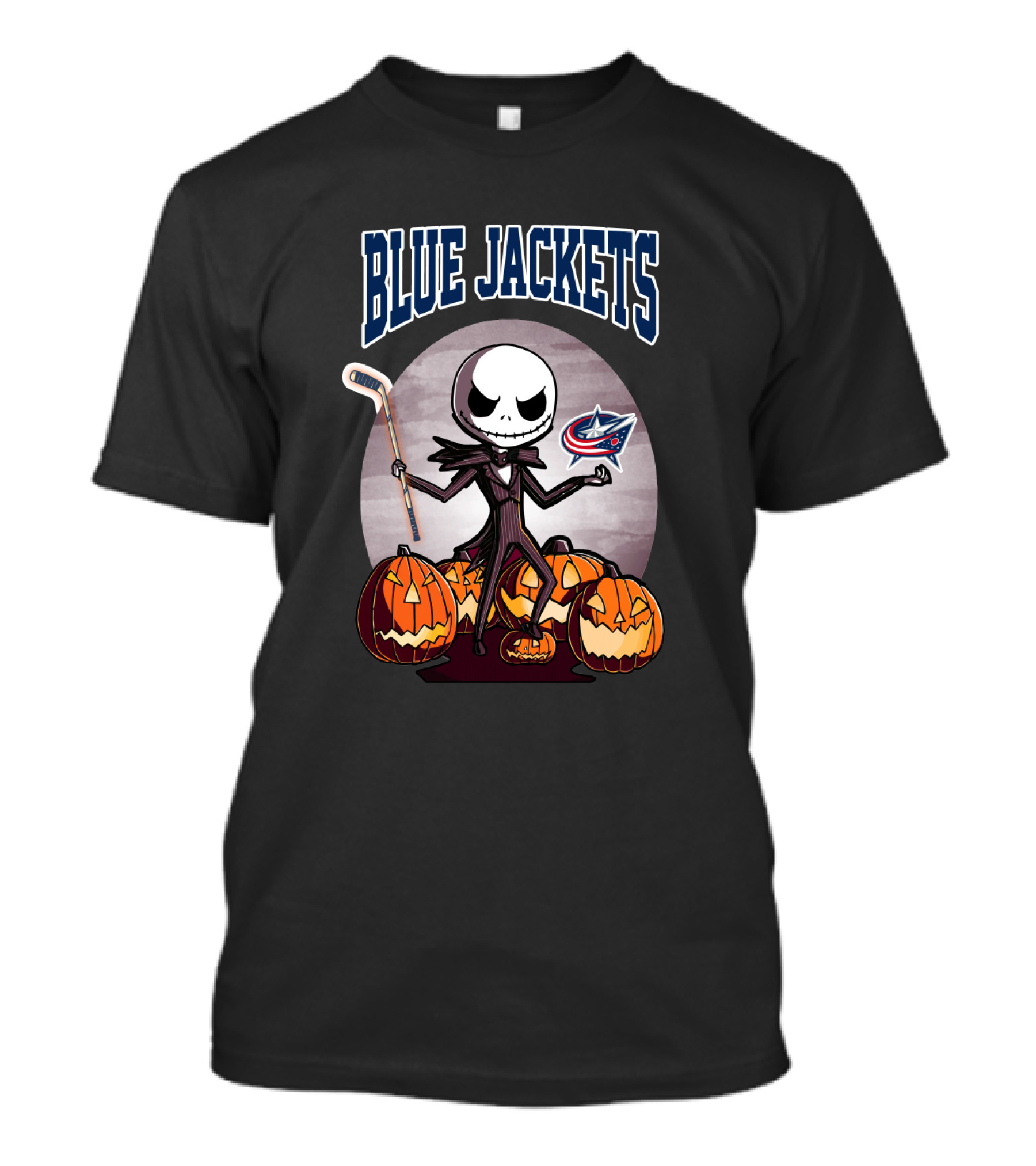 Columbus Blue Jackets Jack Skellington Halloween NHL Pumpkins T-Shirt