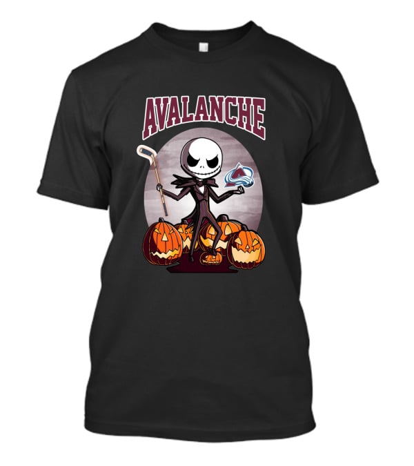 Jack Skellington Colorado Avalanche Halloween Hockey Pumpkins T-Shirt