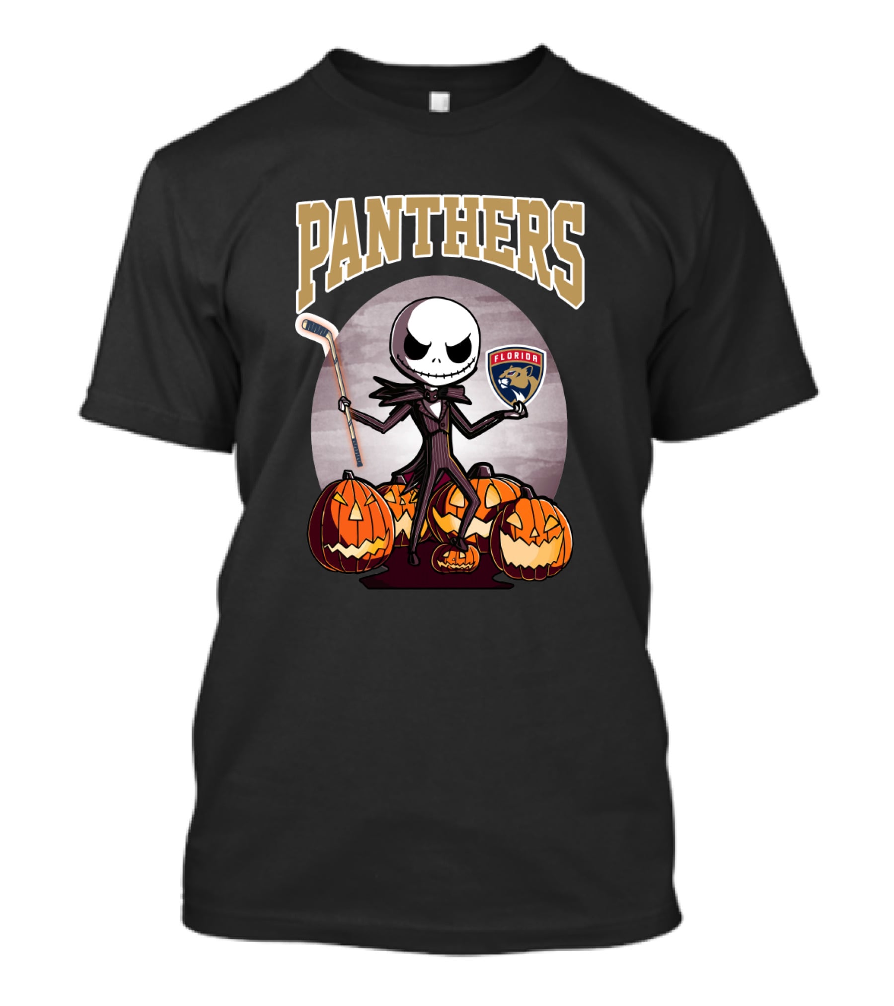 Panthers Jack Skellington Florida Hockey Halloween Pumpkins T-Shirt