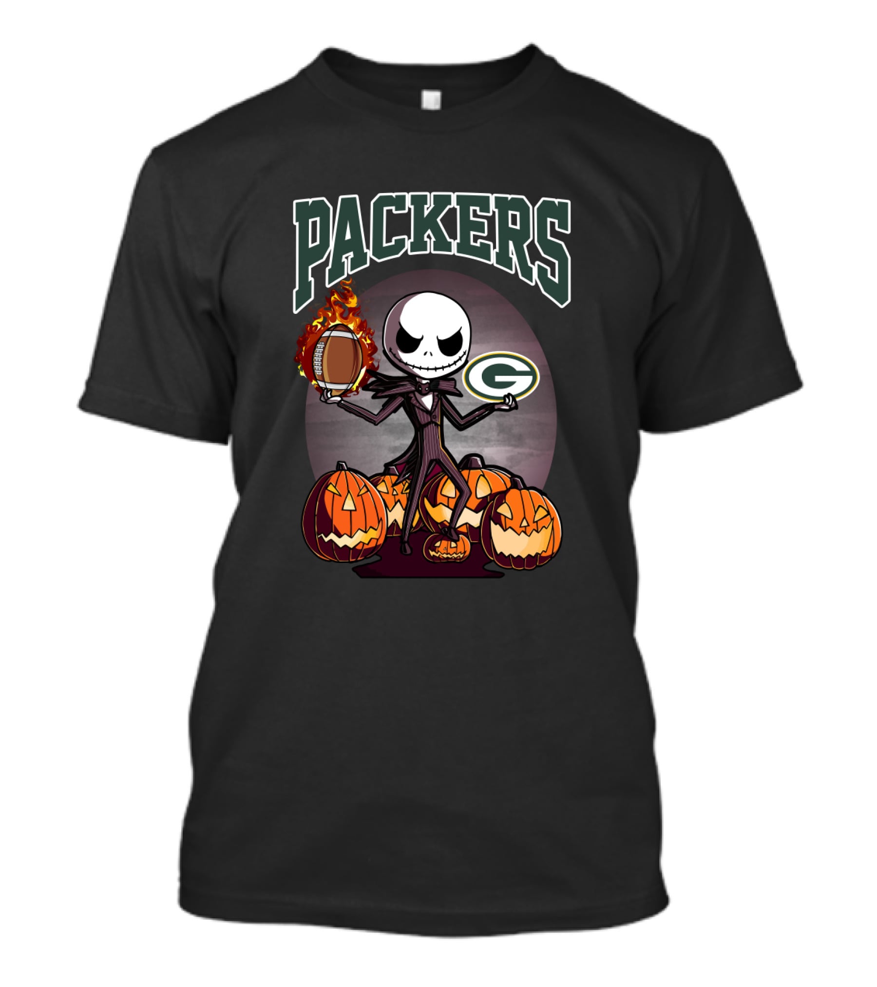 Packers Halloween Jack Skellington Green Bay Football Pumpkins T-Shirt