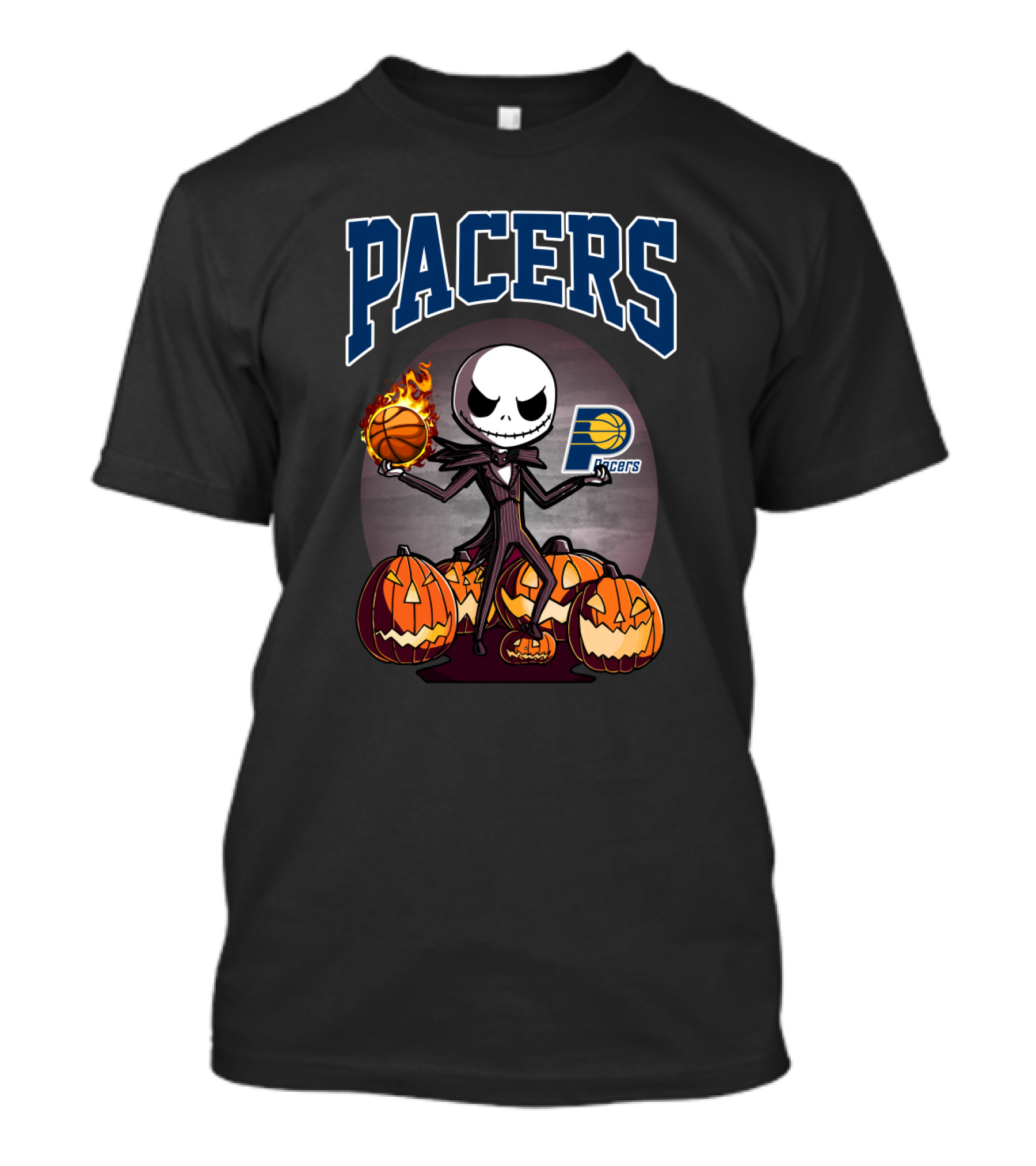 Pacers Jack Skellington Halloween Indiana Basketball Pumpkins T-Shirt