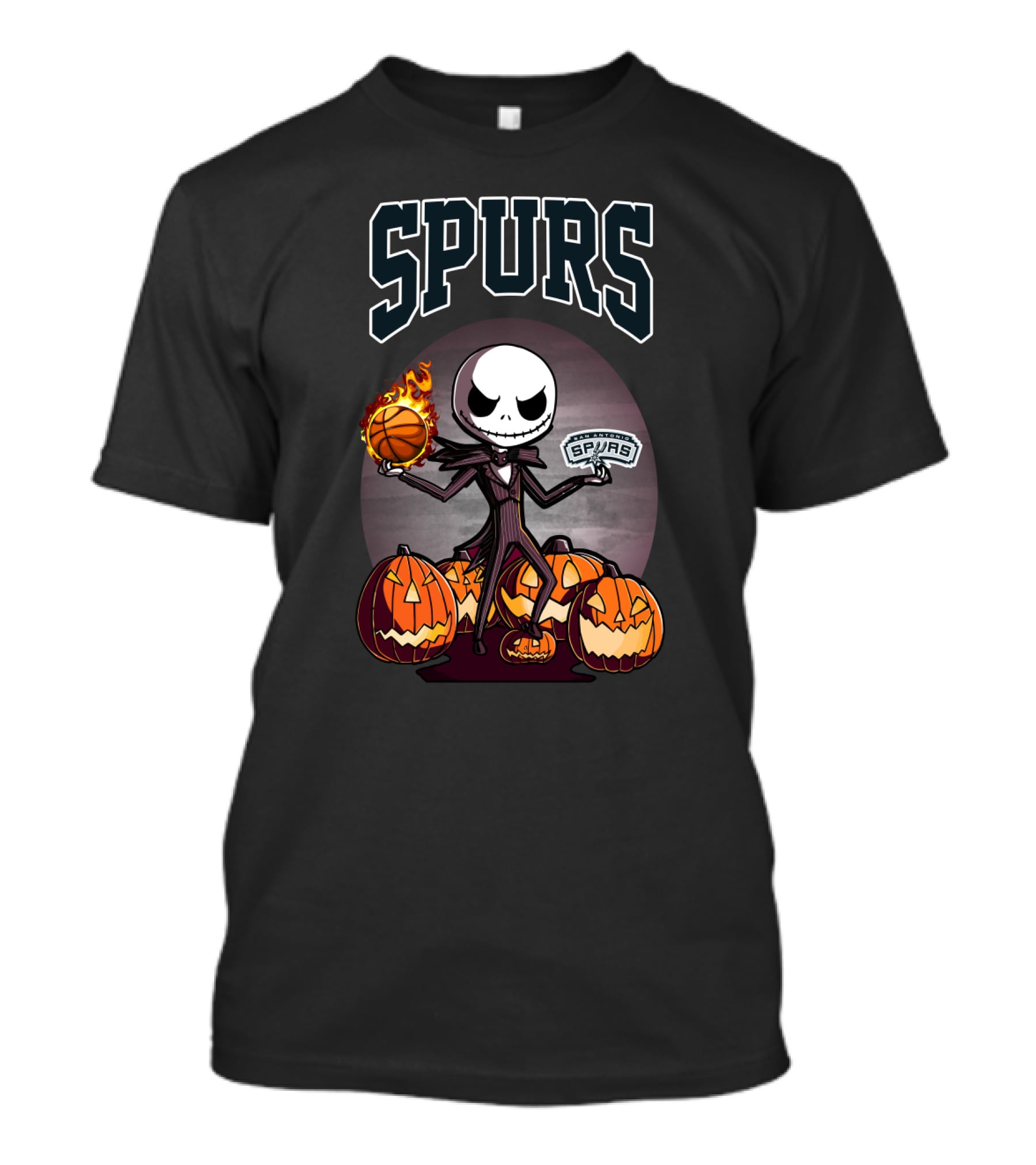 San Antonio Spurs Jack Skellington Halloween Pumpkins Basketball T-Shirt