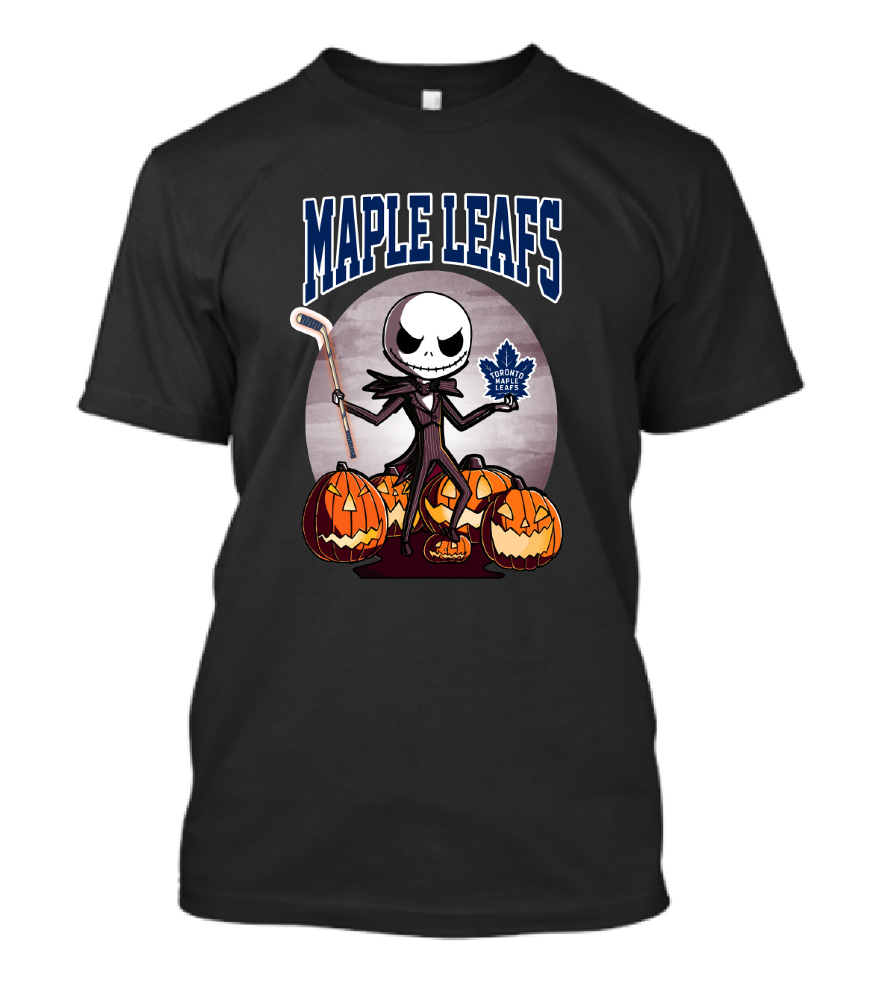 Maple Leafs Jack Skellington Halloween Toronto Hockey Pumpkins T-Shirt