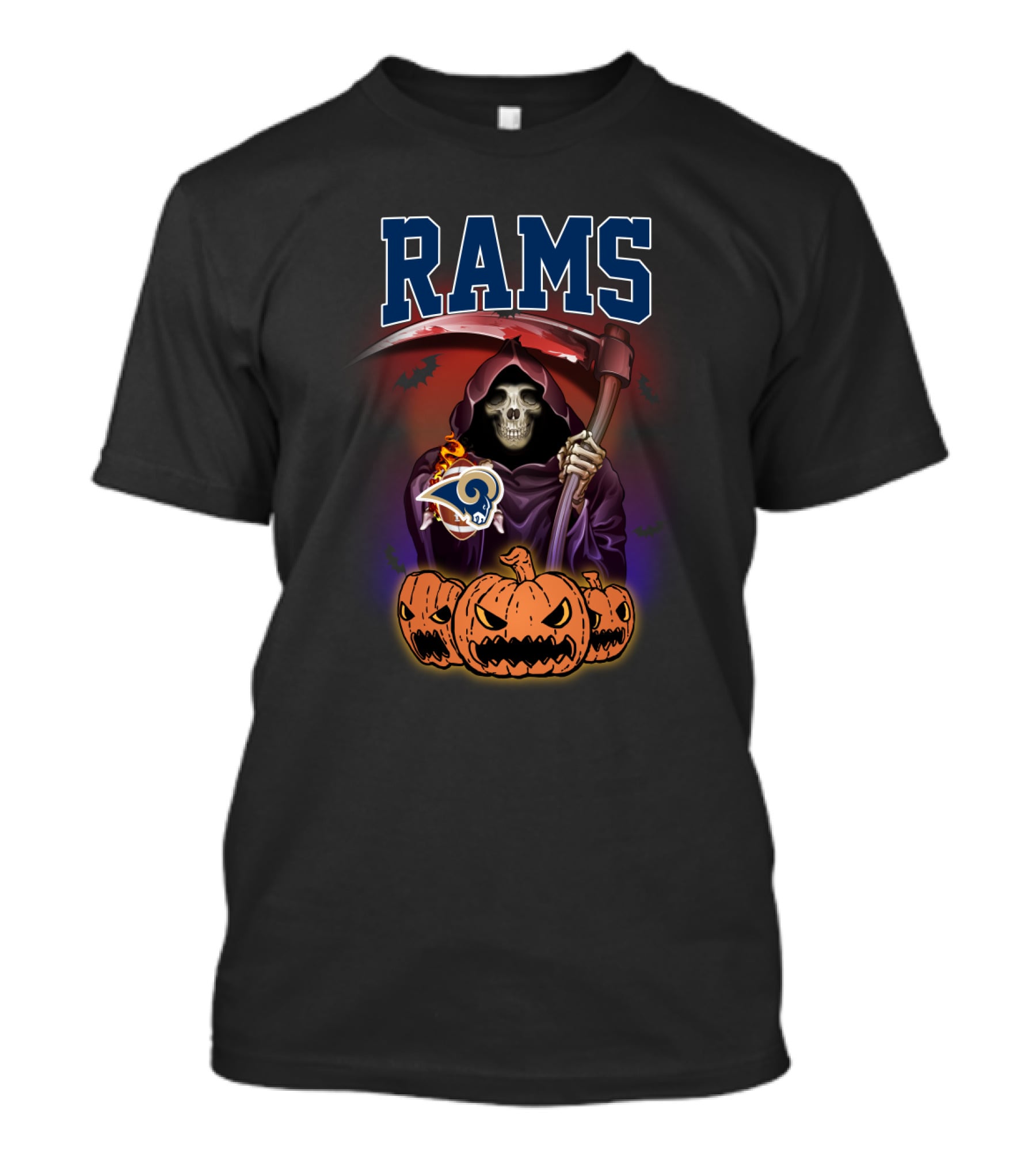 Los Angeles Rams Grim Reaper Halloween Pumpkins T-Shirt