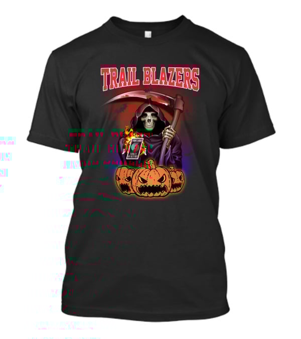 Trail Blazers Halloween Grim Reaper With Scythe And Pumpkins T-Shirt