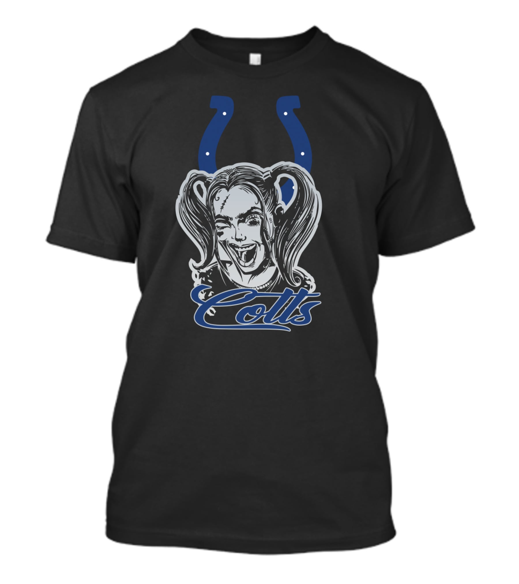 Harley Quinn Face Indianapolis Colts Horseshoe T-Shirt