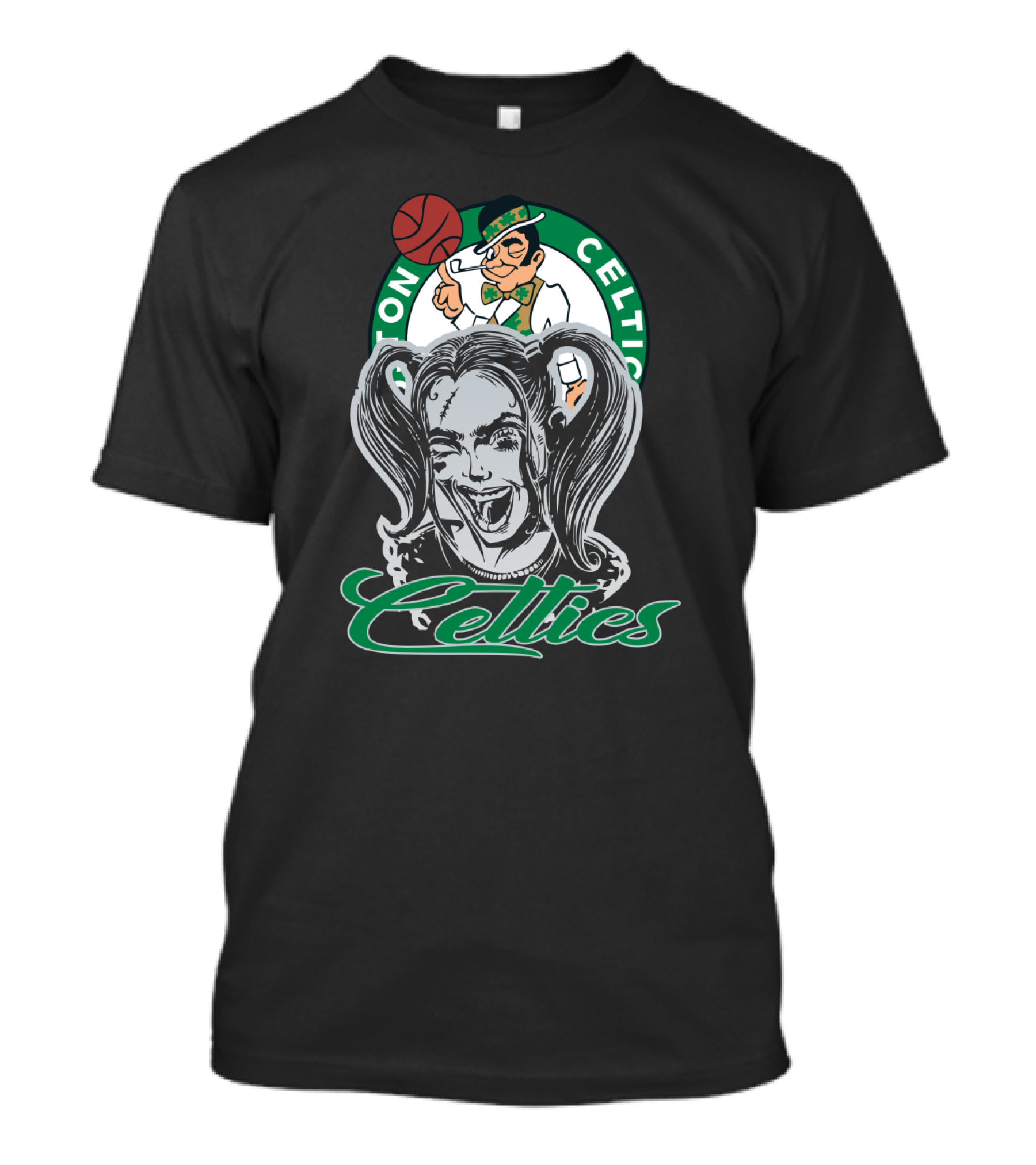 Harley Quinn Boston Celtics Fan Mashup T-Shirt