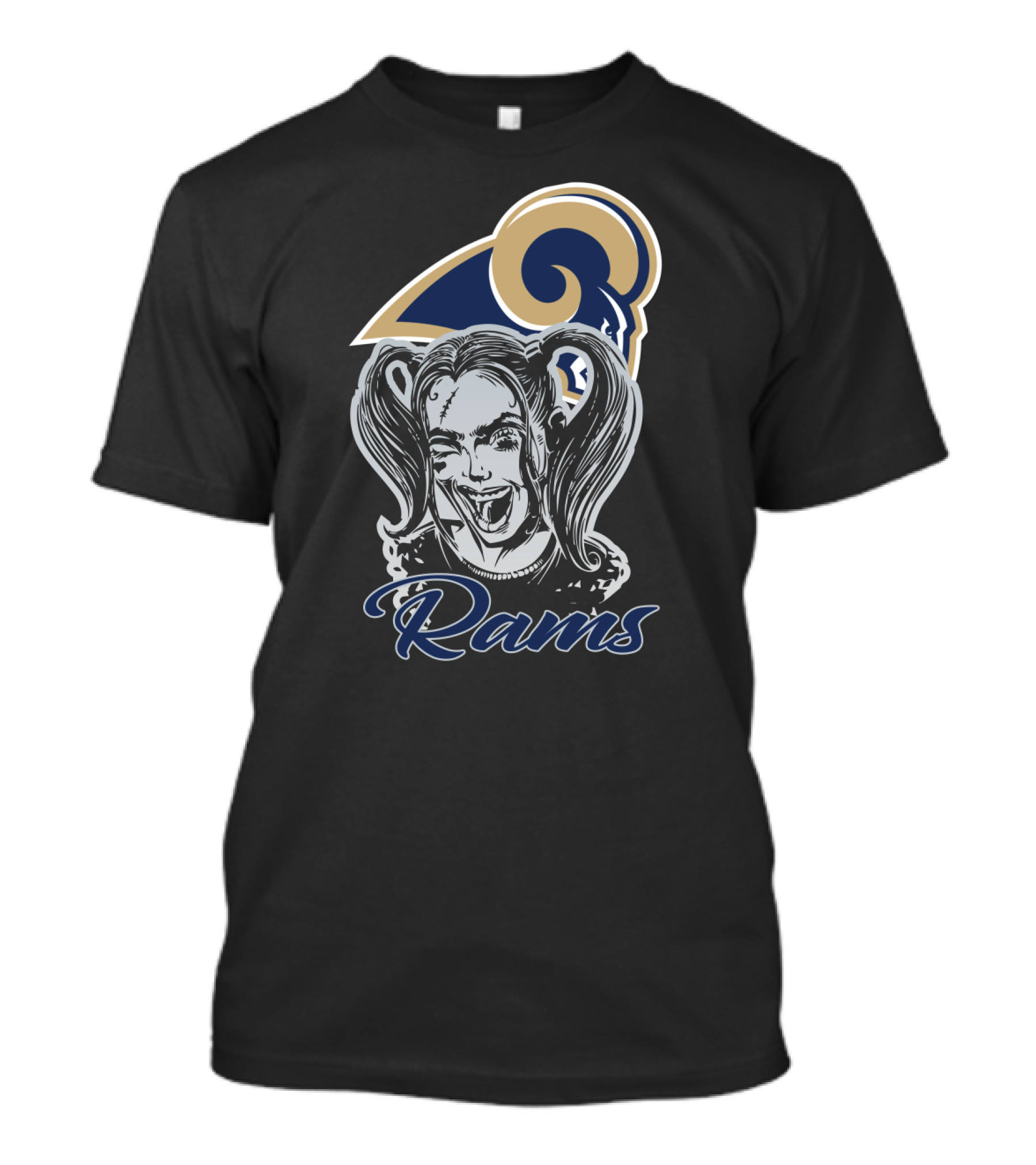 Harley Quinn With Los Angeles Rams Logo Rams Fans T-Shirt