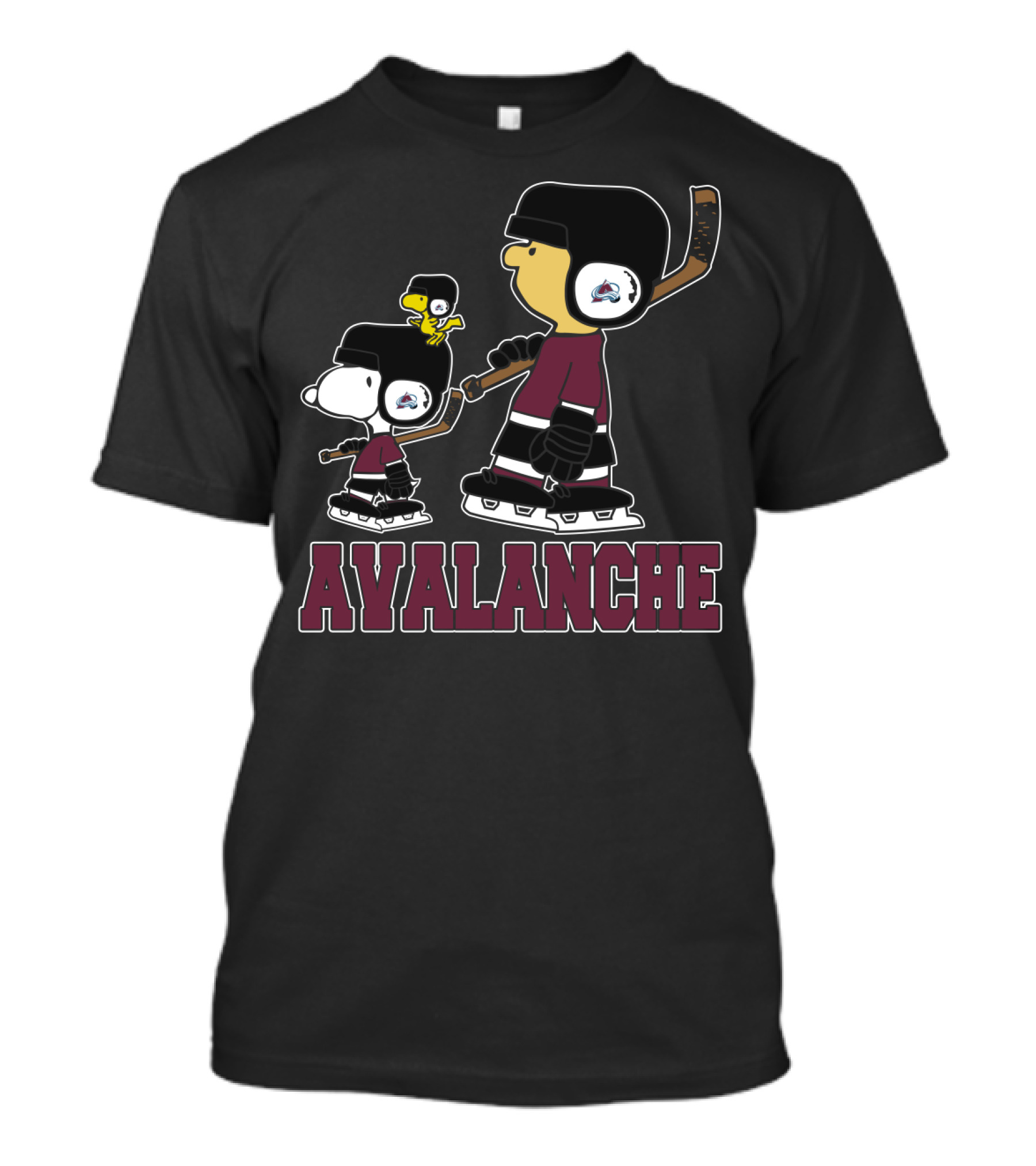 Avalanche Snoopy And Woodstock Skating With Colorado Avalanche Fans T-Shirt