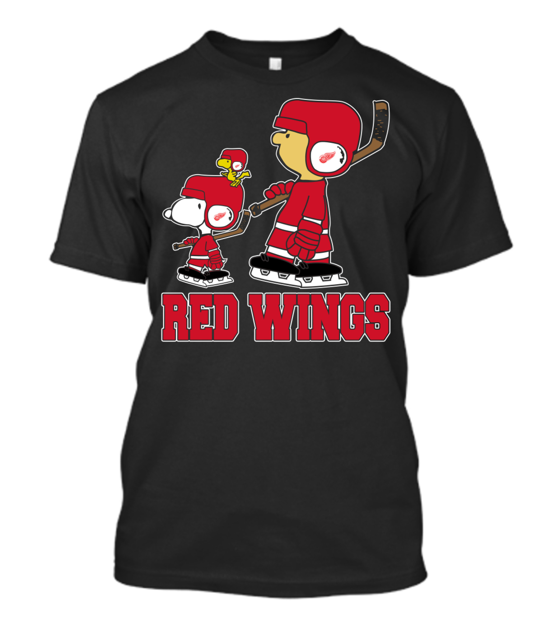 Snoopy And Detroit Red Wings Ice Hockey Fan Team-Up T-Shirt