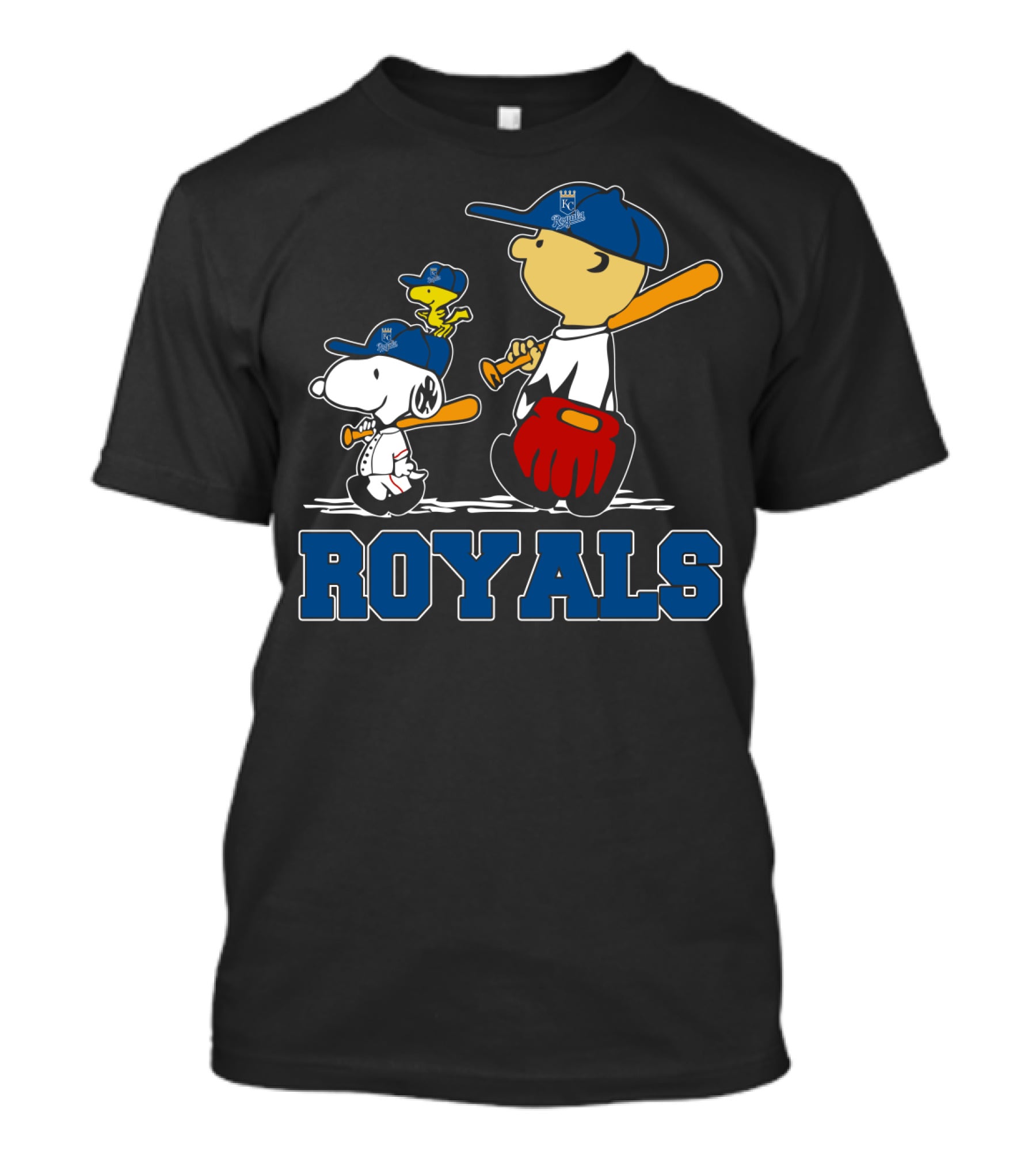 Royals Fans With Snoopy Woodstock And Charlie Brown Peanuts Baseball Theme T-Shirt