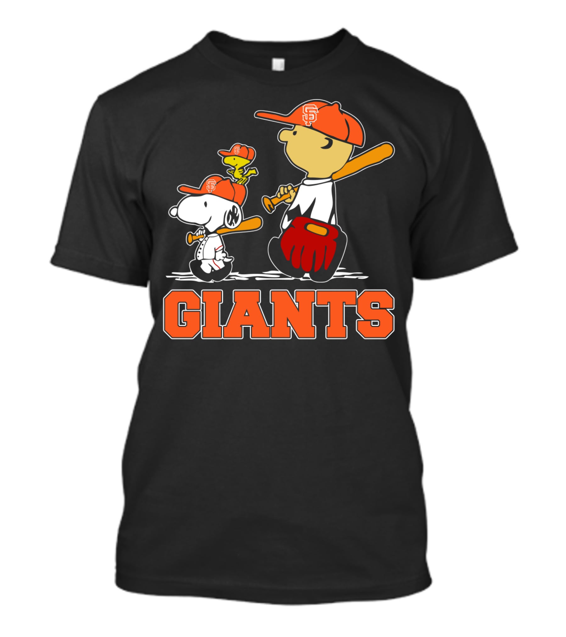 Snoopy Baseball San Francisco Giants Fans Charlie Brown Woodstock T-Shirt