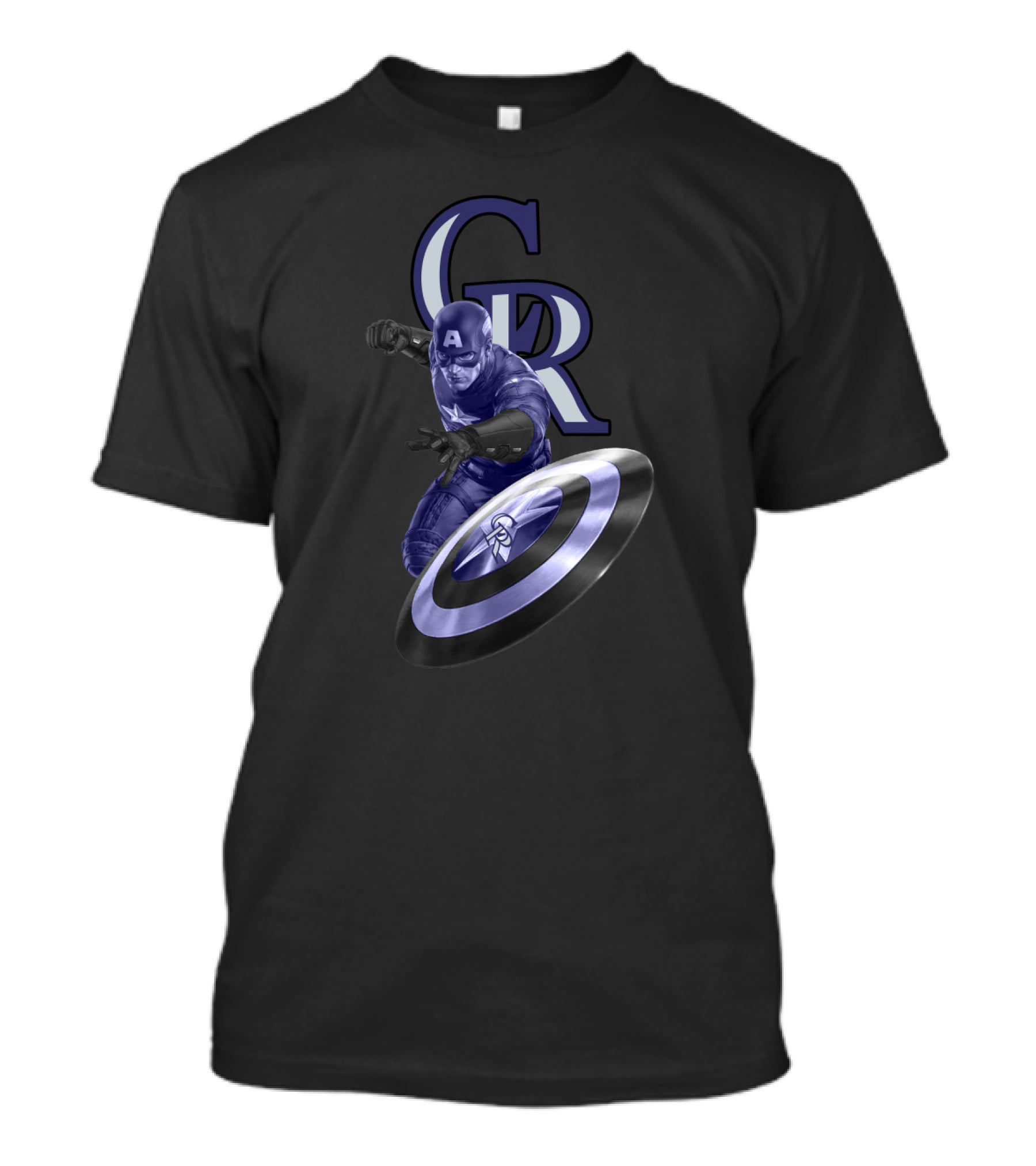 Colorado Rockies Captain America Shield Throwing Action T-Shirt