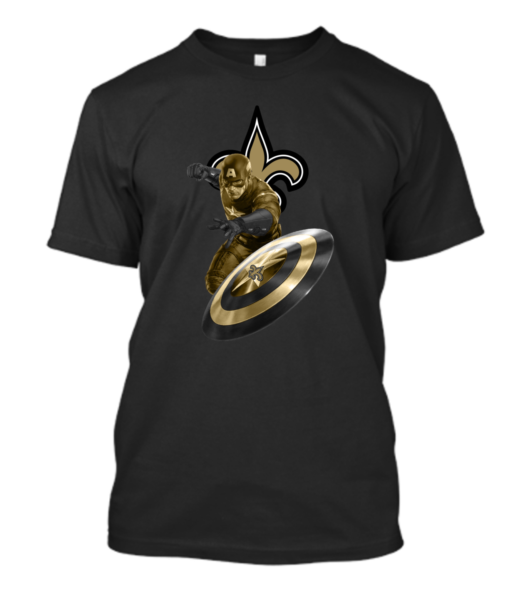 Captain America New Orleans Saints Nfl Fleur-De-Lis Shield Heroic Crossover T-Shirt