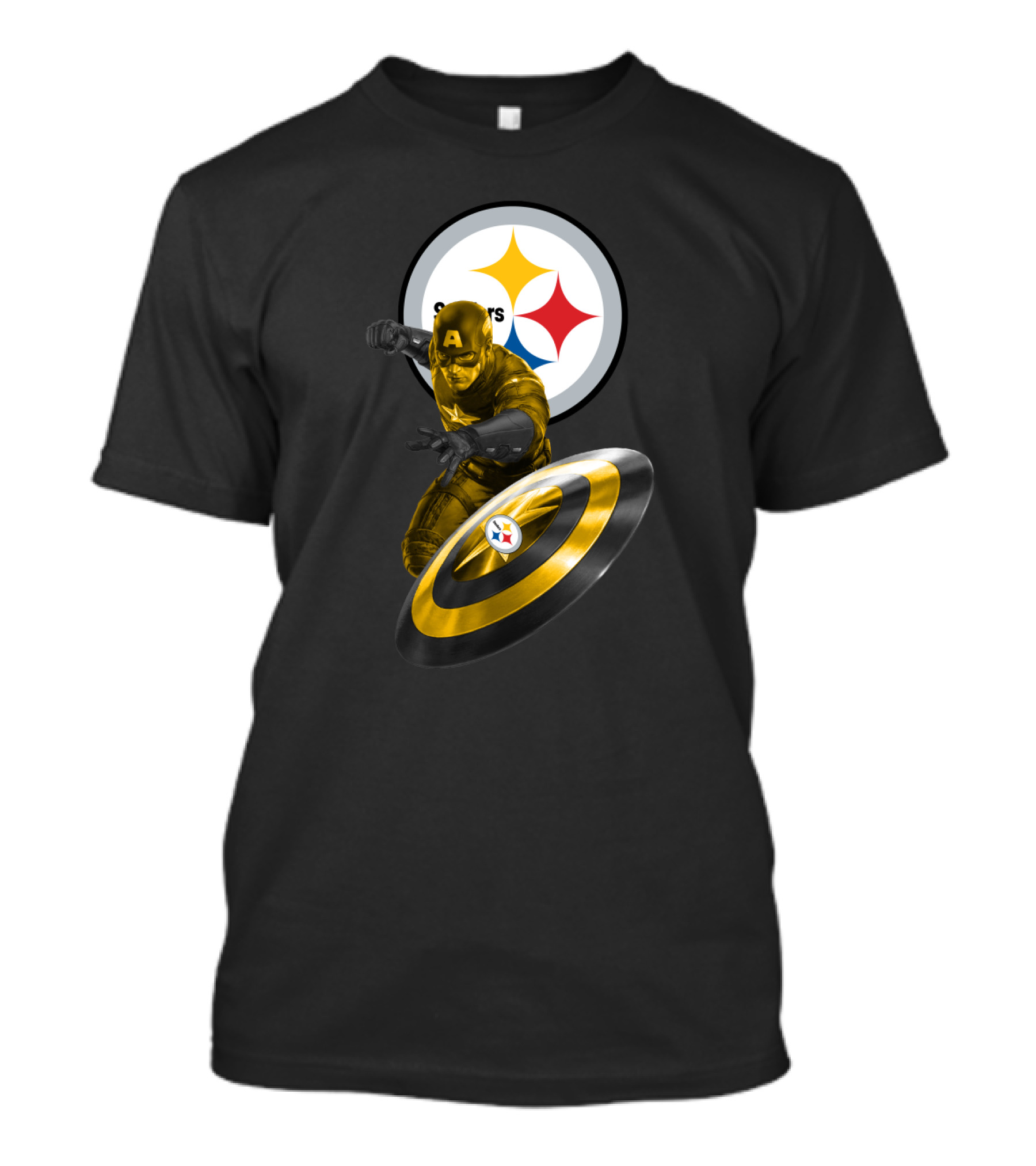 Pittsburgh Steelers Captain America Shield Iconic Mashup T-Shirt
