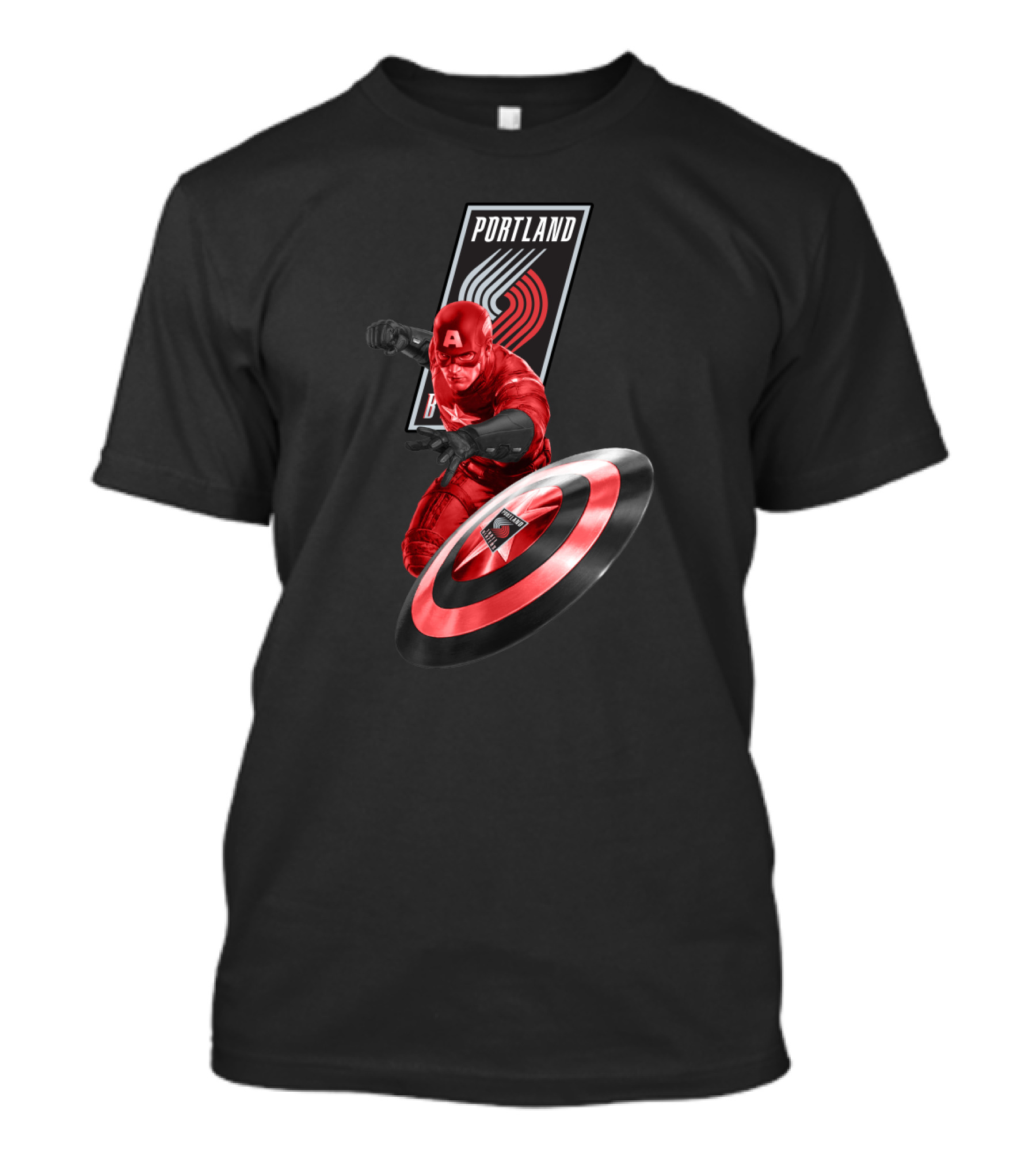 Portland Trail Blazers Captain America Shield Hero T-Shirt