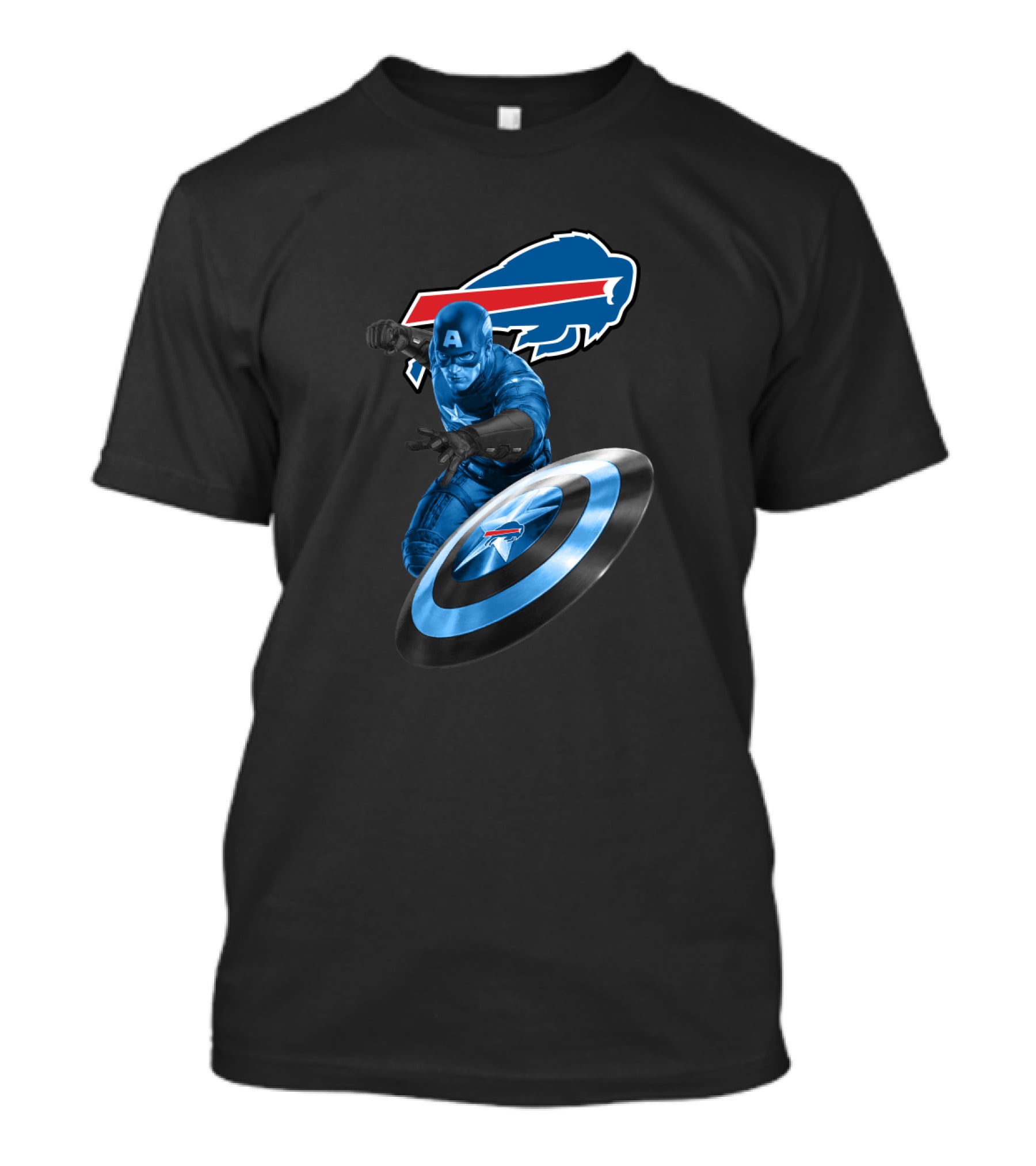 Buffalo Bills Captain America Fans Crossover With Shield T-Shirt