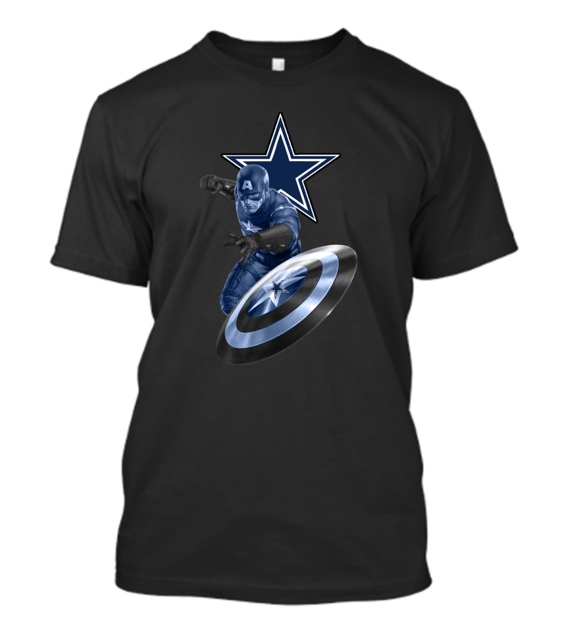 Dallas Cowboys Star Captain America Shield Crossover T-Shirt