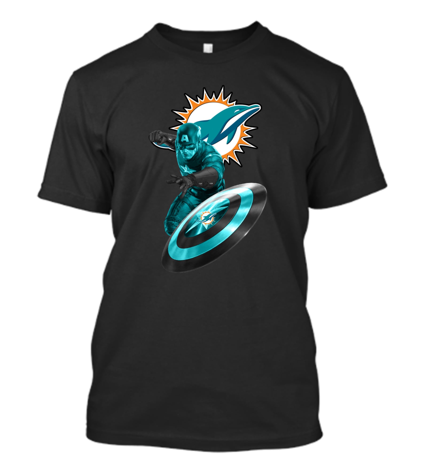 Miami Dolphins Captain America Crossover Fan Merchandise T-Shirt