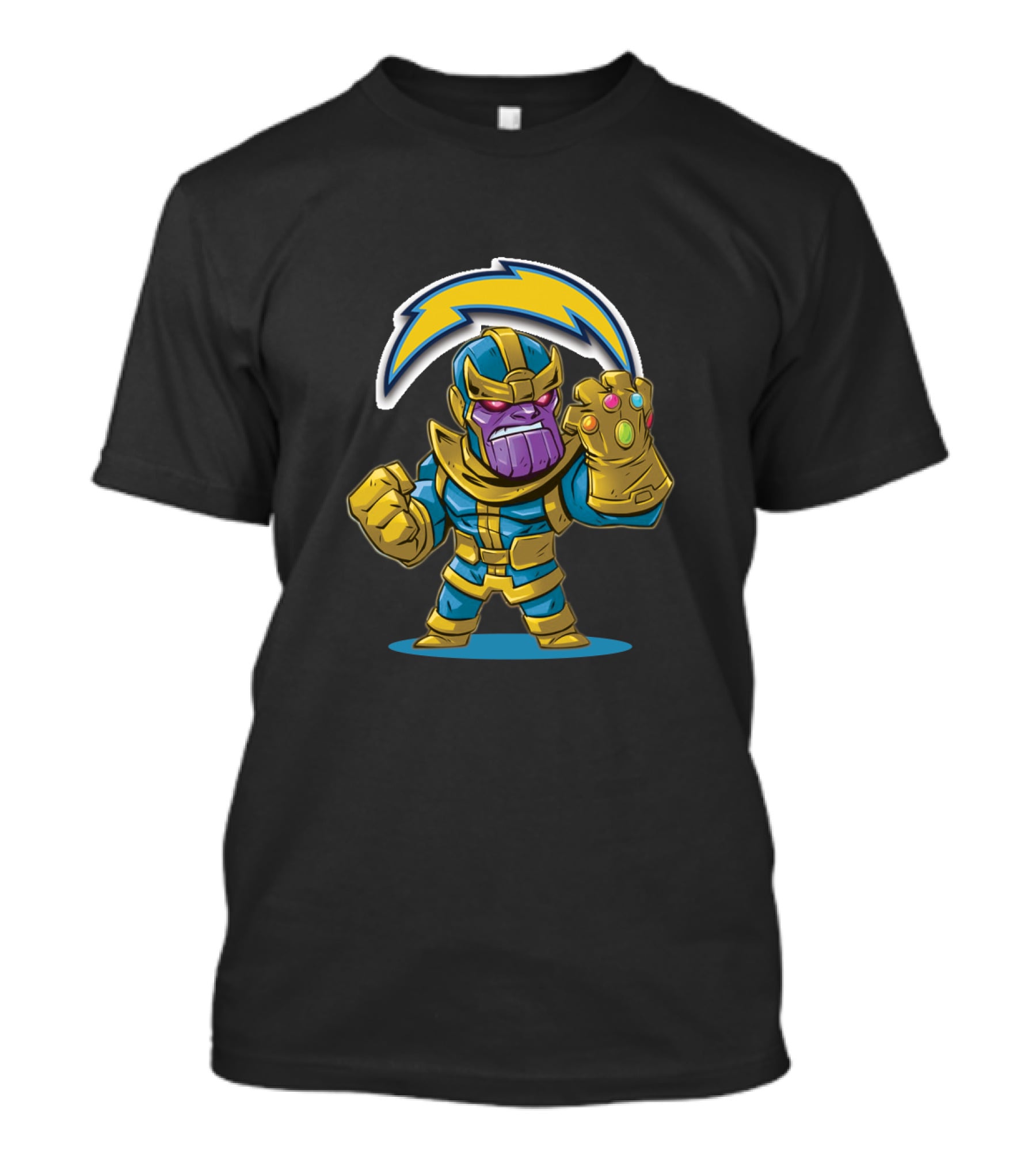 Thanos Infinity Gauntlet With Los Angeles Chargers Lightning Bolt T-Shirt