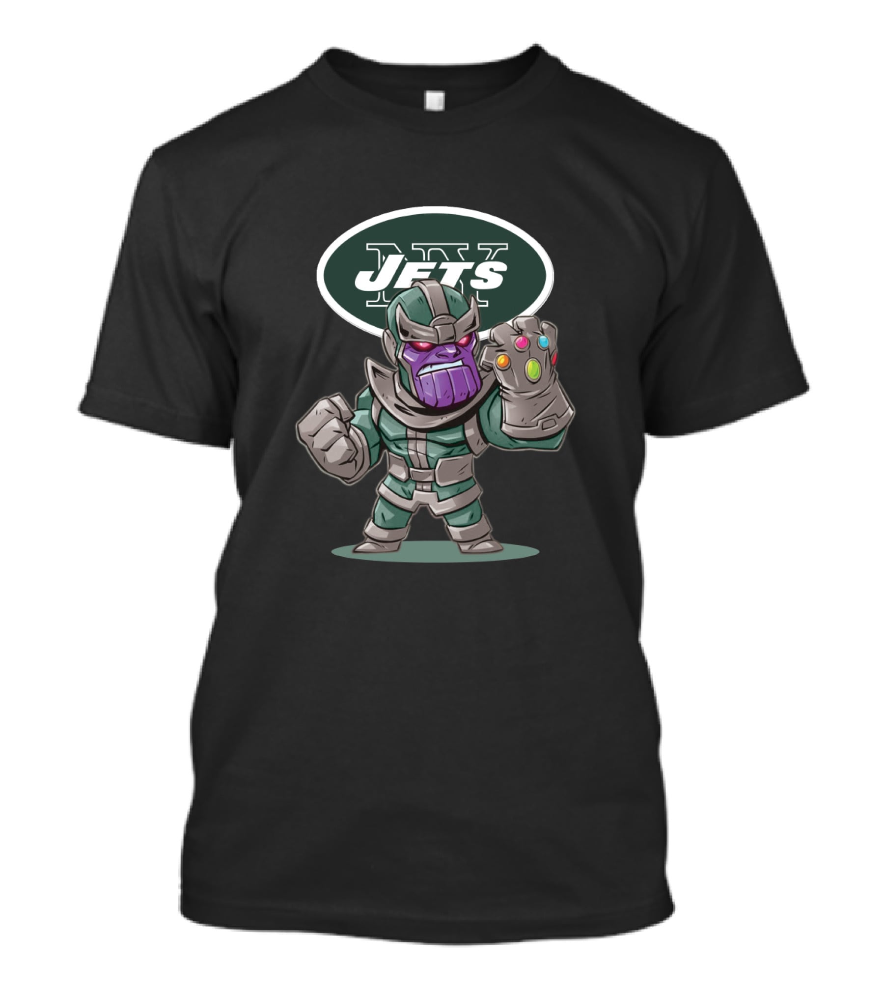Thanos Jets Fan Wearing Infinity Gauntlet In New York Colors T-Shirt