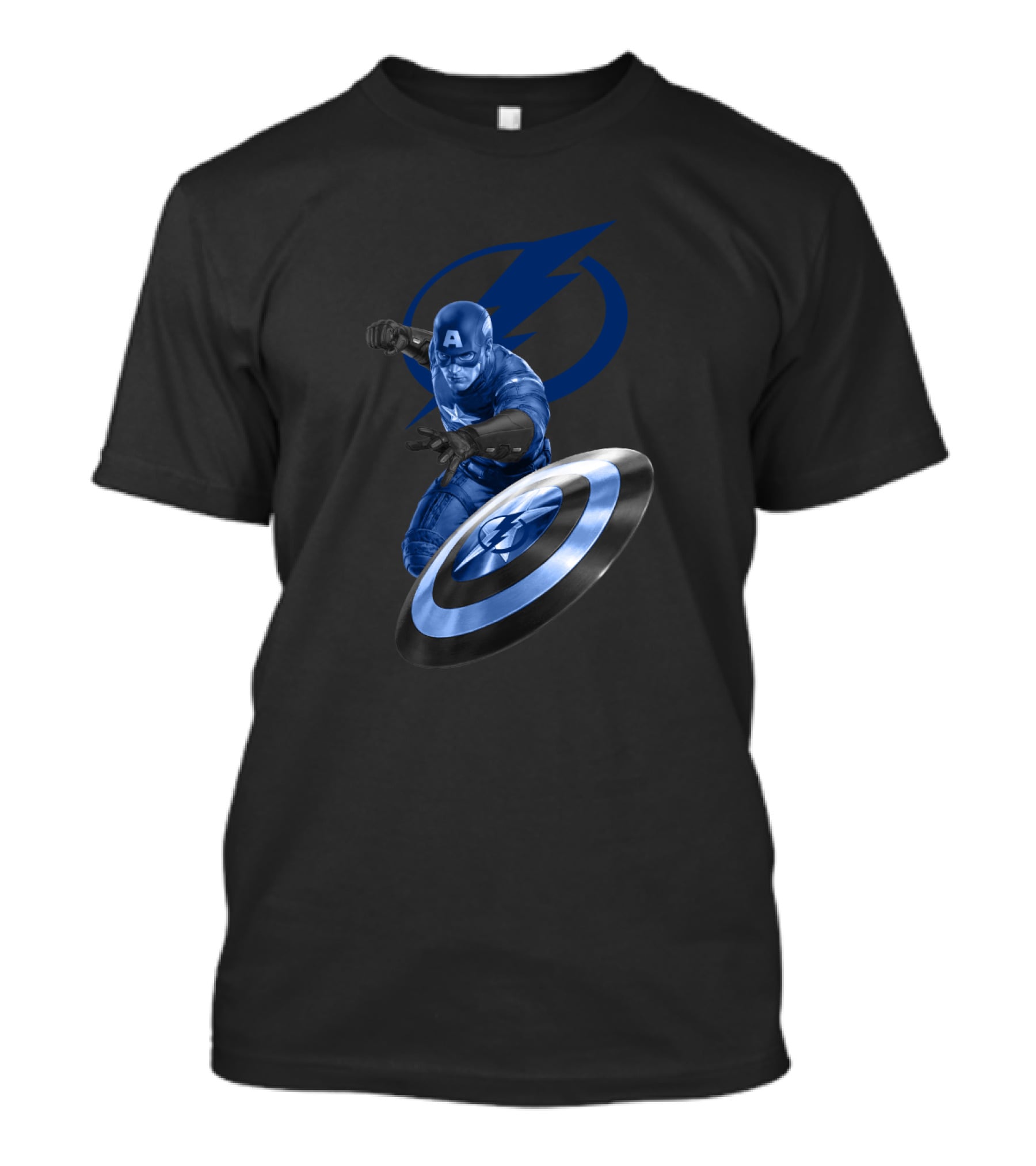 Tampa Bay Lightning Meets Captain America Crossover Marvel NHL Collaboration T-Shirt