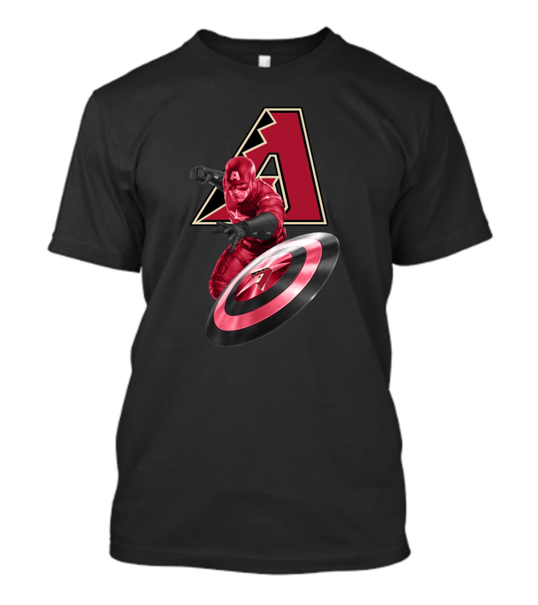 Arizona Diamondbacks Collaboration With Captain America Featuring Iconic Shield And Team T-Shirt