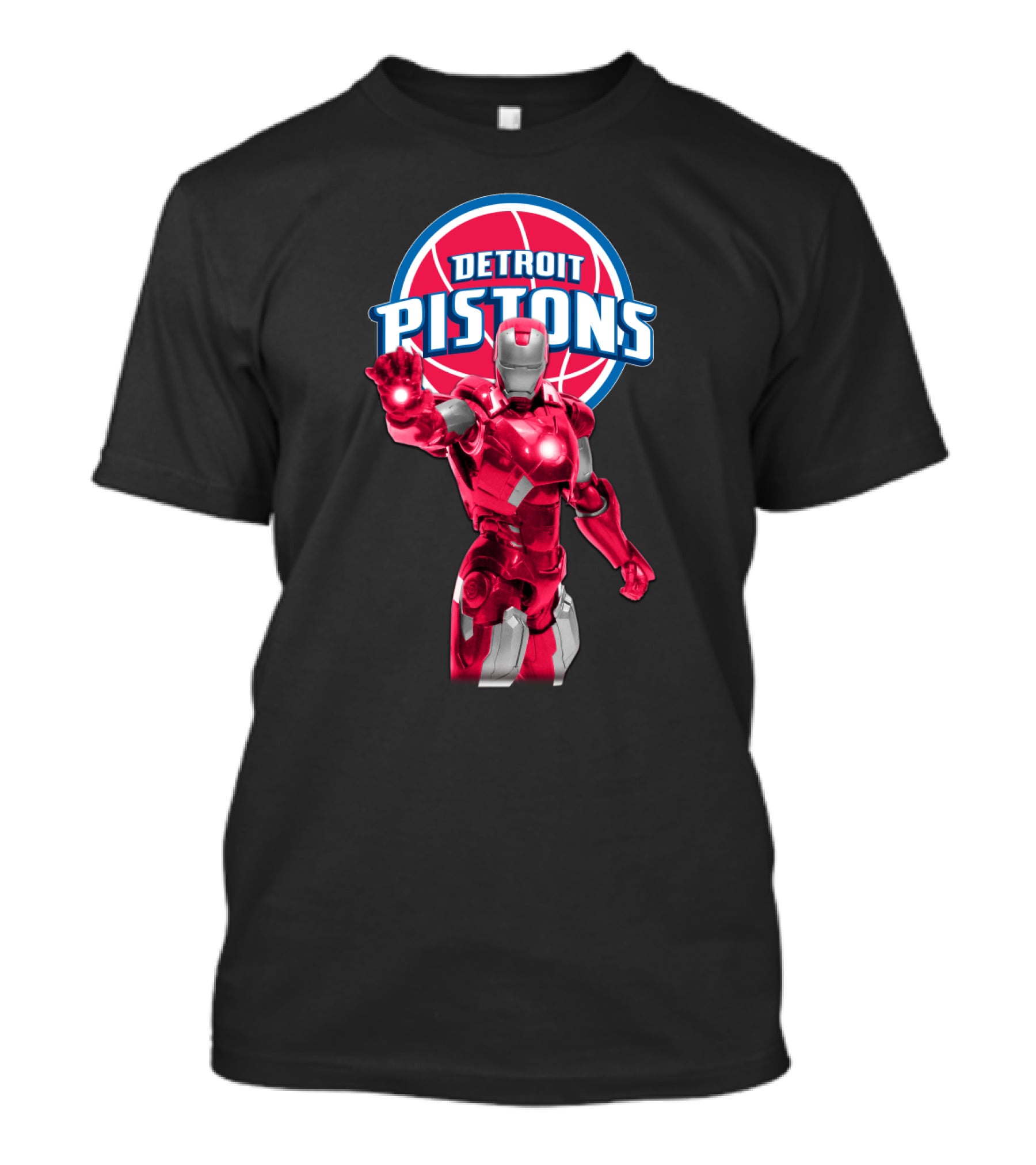Iron Man Detroit Pistons Fan Collaboration Iconic Nba Superhero T-Shirt