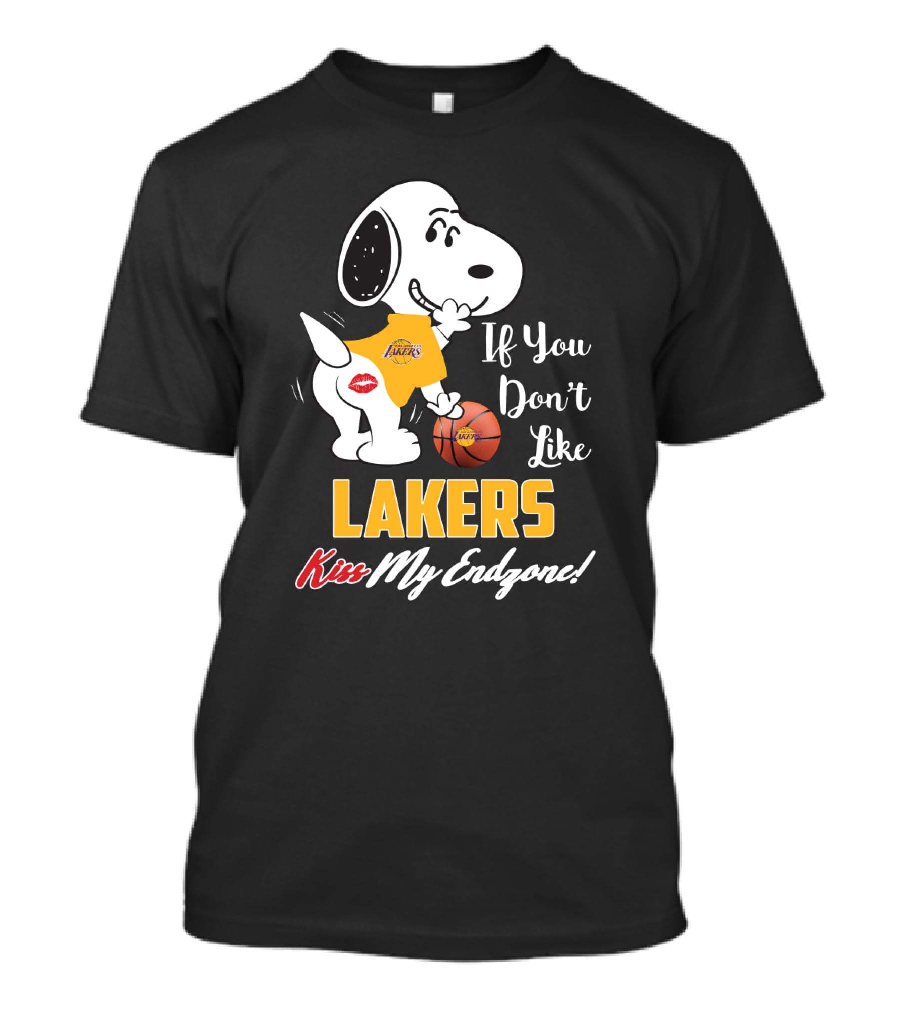 If You Don't Like Lakers Kiss My Endzone Snoopy Los Angeles Lakers Fans T-Shirt