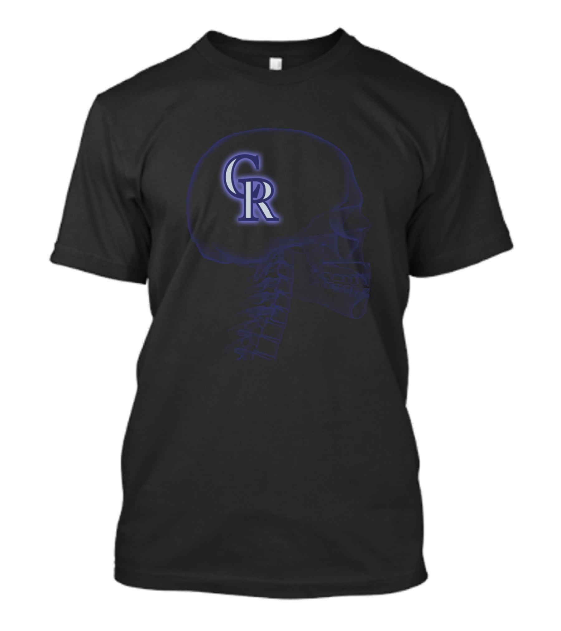 Colorado Rockies Logo Inside Skull Halloween Theme T-Shirt