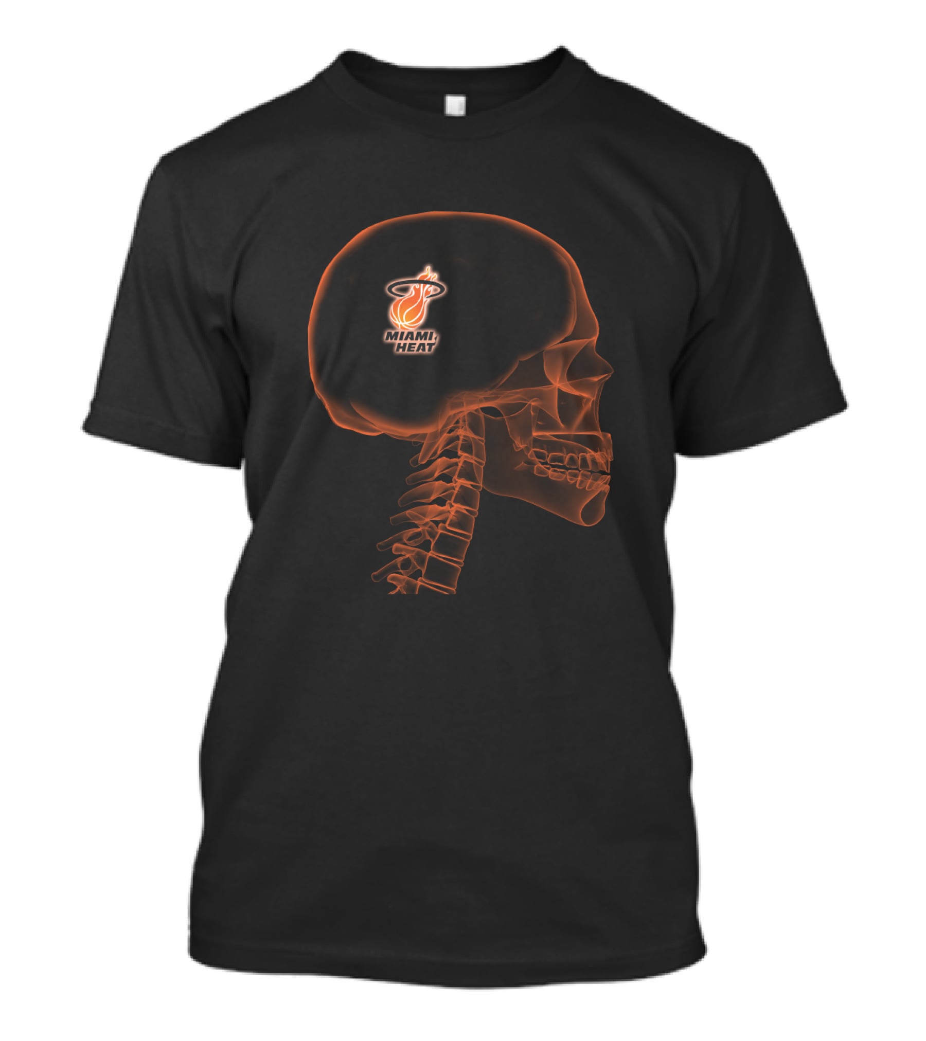 Miami Heat Logo In Skull X-Ray Halloween Brain T-Shirt