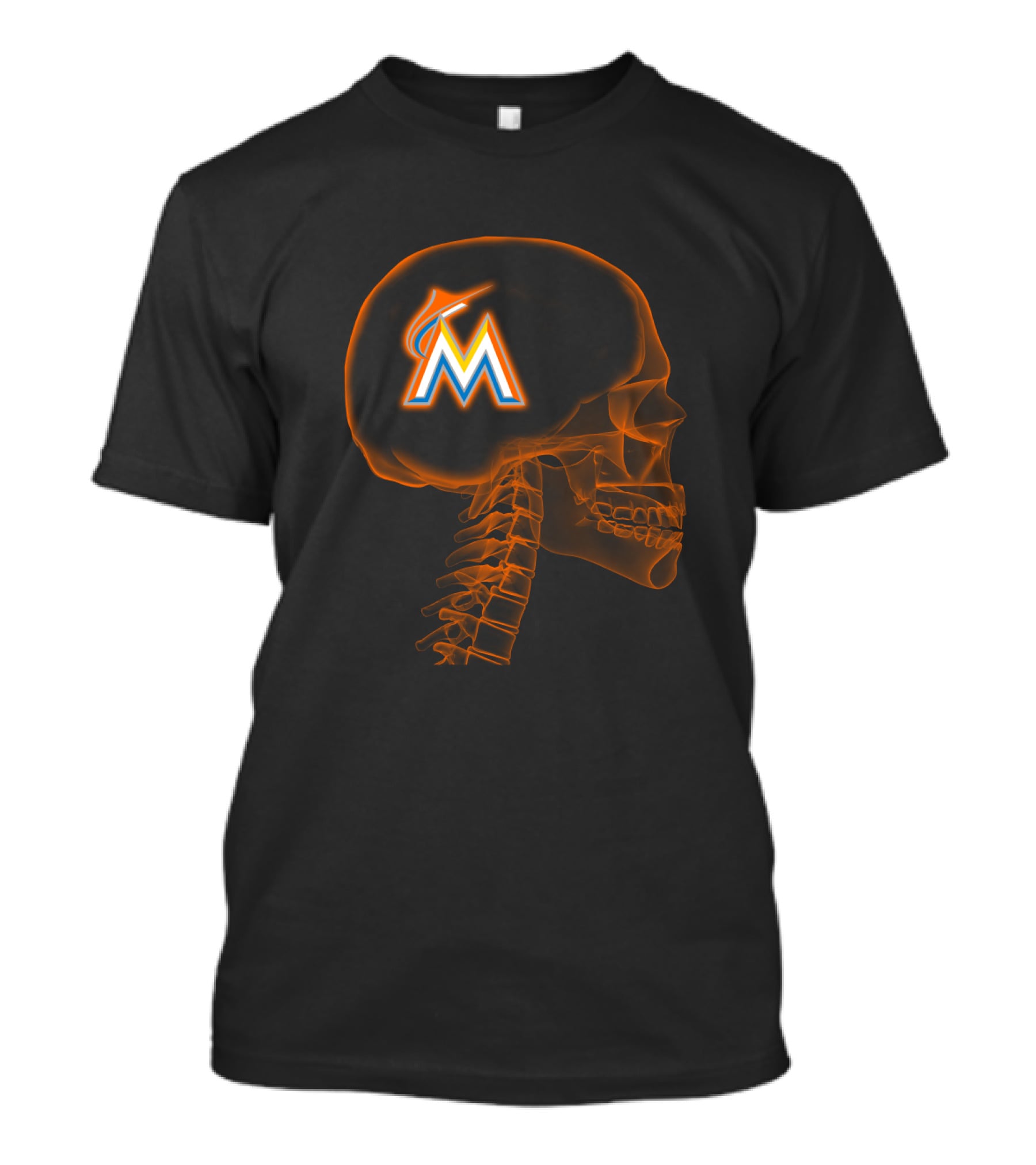 Miami Marlins Brain Skeleton Halloween Fan T-Shirt