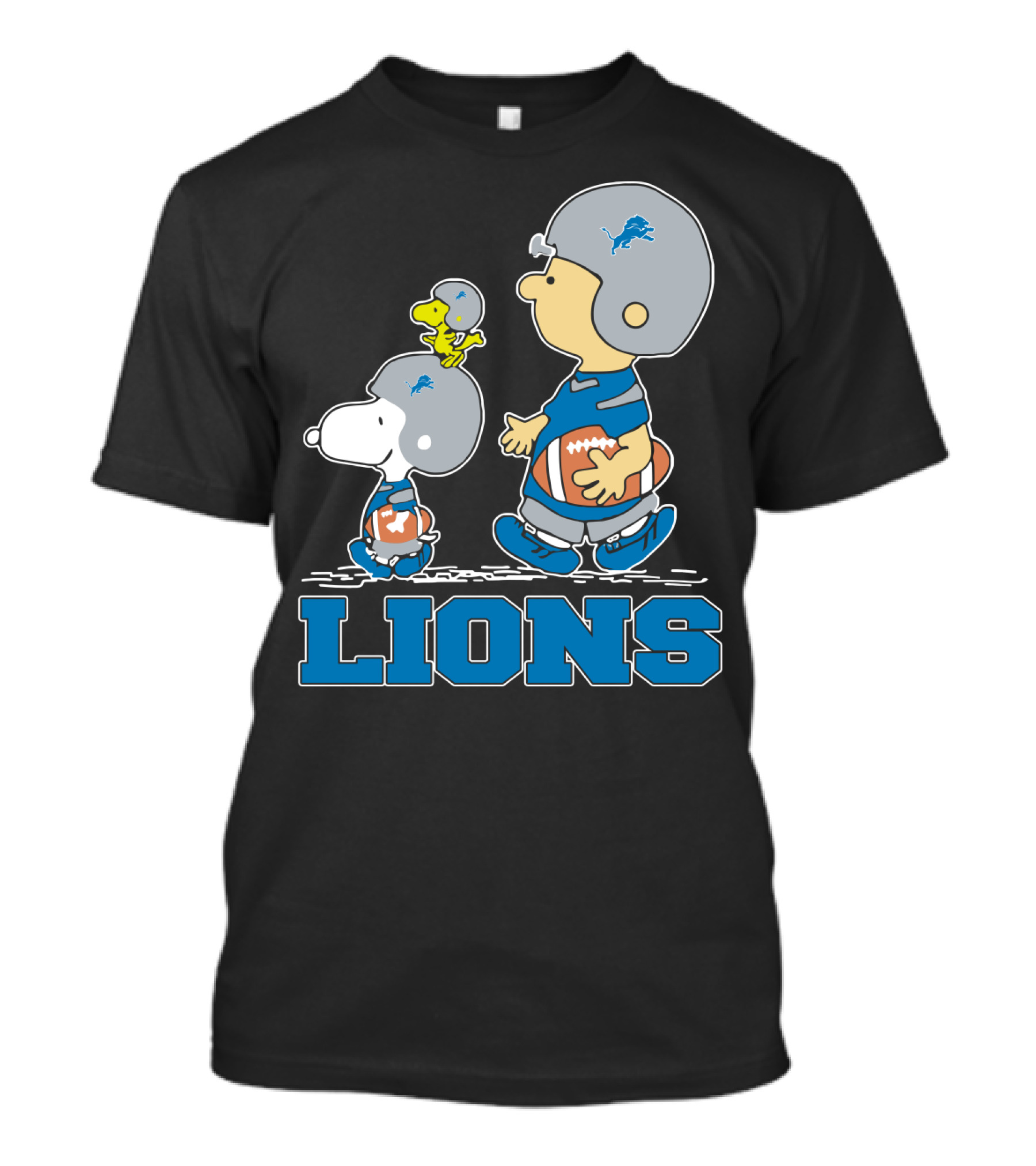 Snoopy And Woodstock With Detroit Lions Football Fans T-Shirt