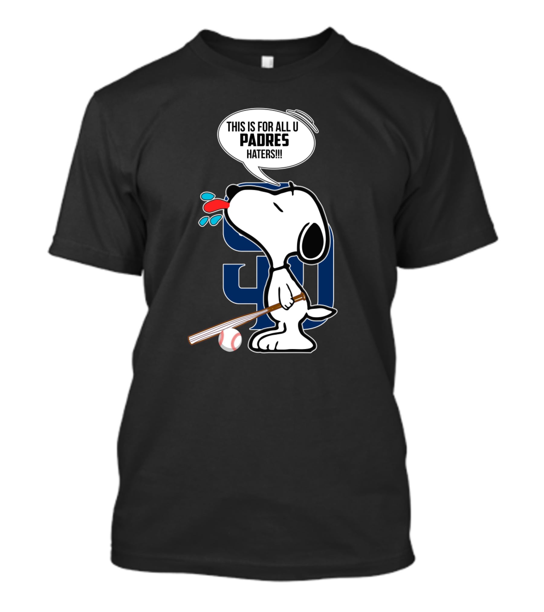 Snoopy Padres Haters Speech Bubble With Baseball And Bat T-Shirt