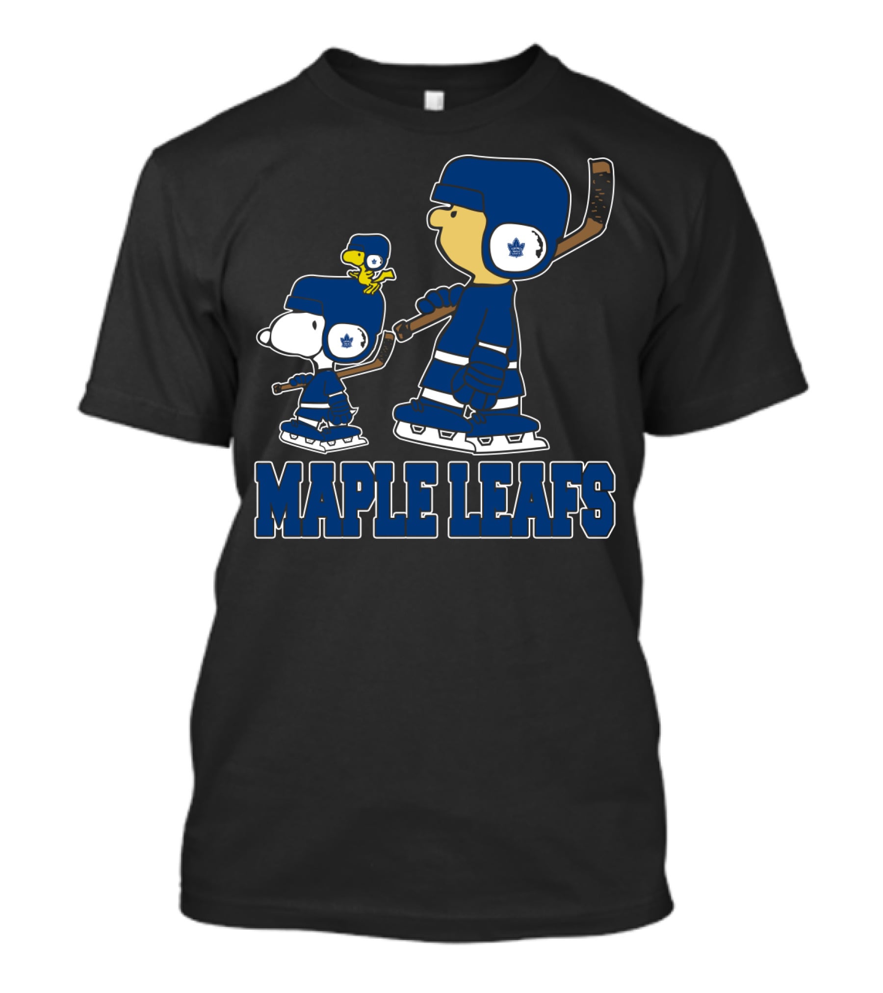 Snoopy And Woodstock With Toronto Maple Leafs Hockey Helmets And Ice Skates T-Shirt
