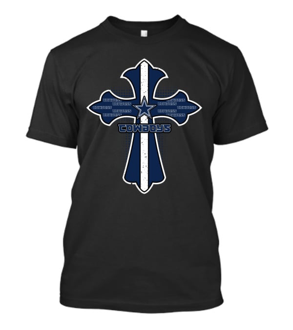Cross Featuring Cowboys Star Emblem For Dallas Fans And Jesus Believers T-Shirt