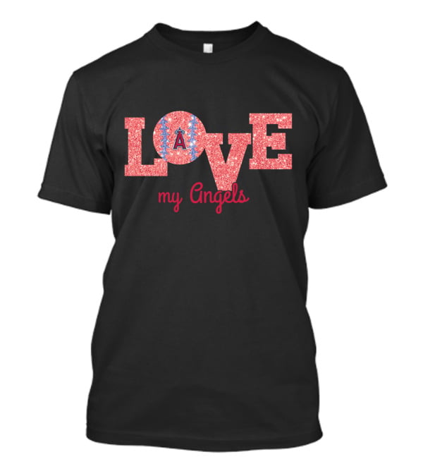 Love My Angels Glitter Baseball Los Angeles Fans T-Shirt