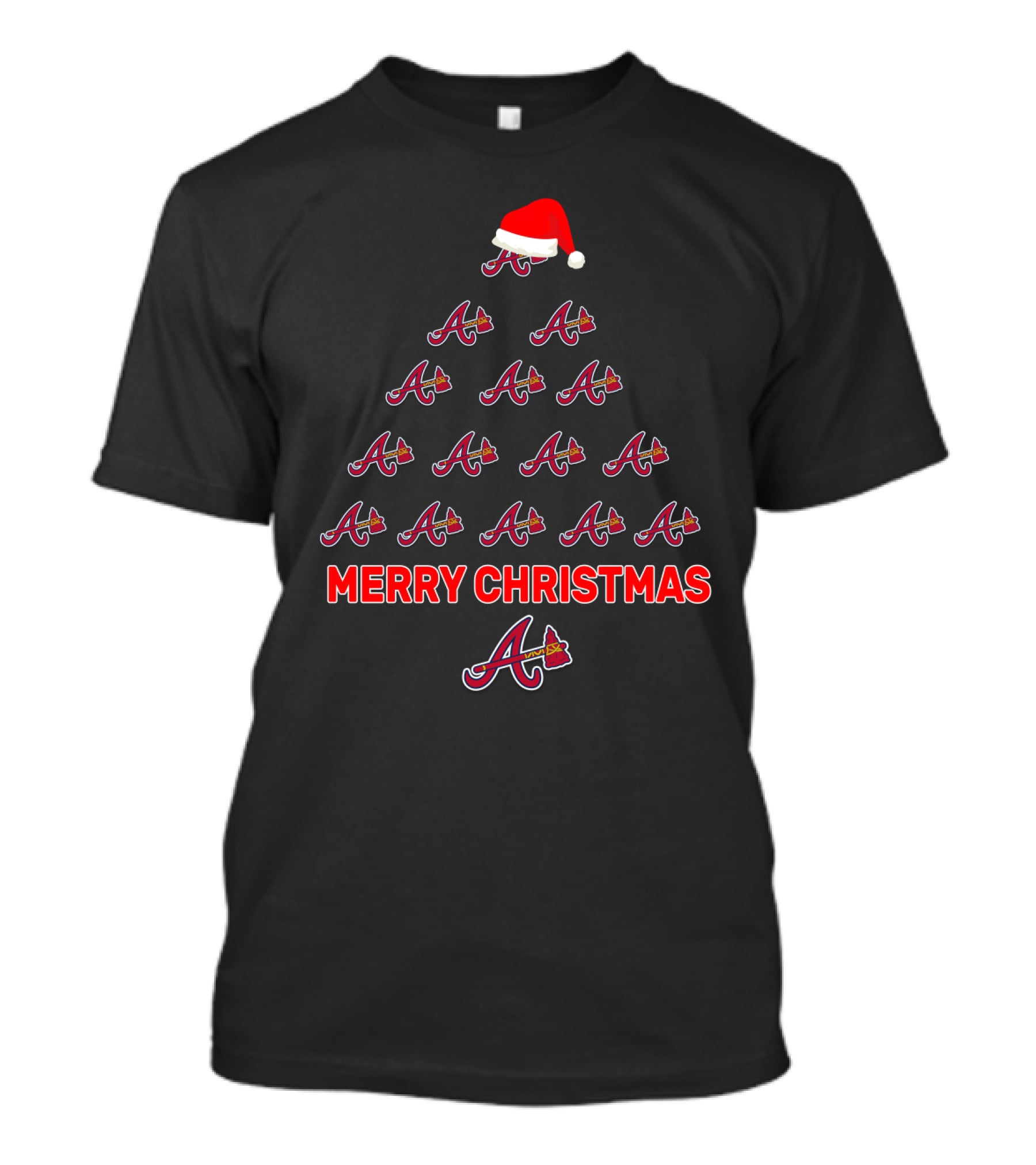 Merry Christmas Atlanta Braves Logo Christmas Tree Holiday Fan T-Shirt