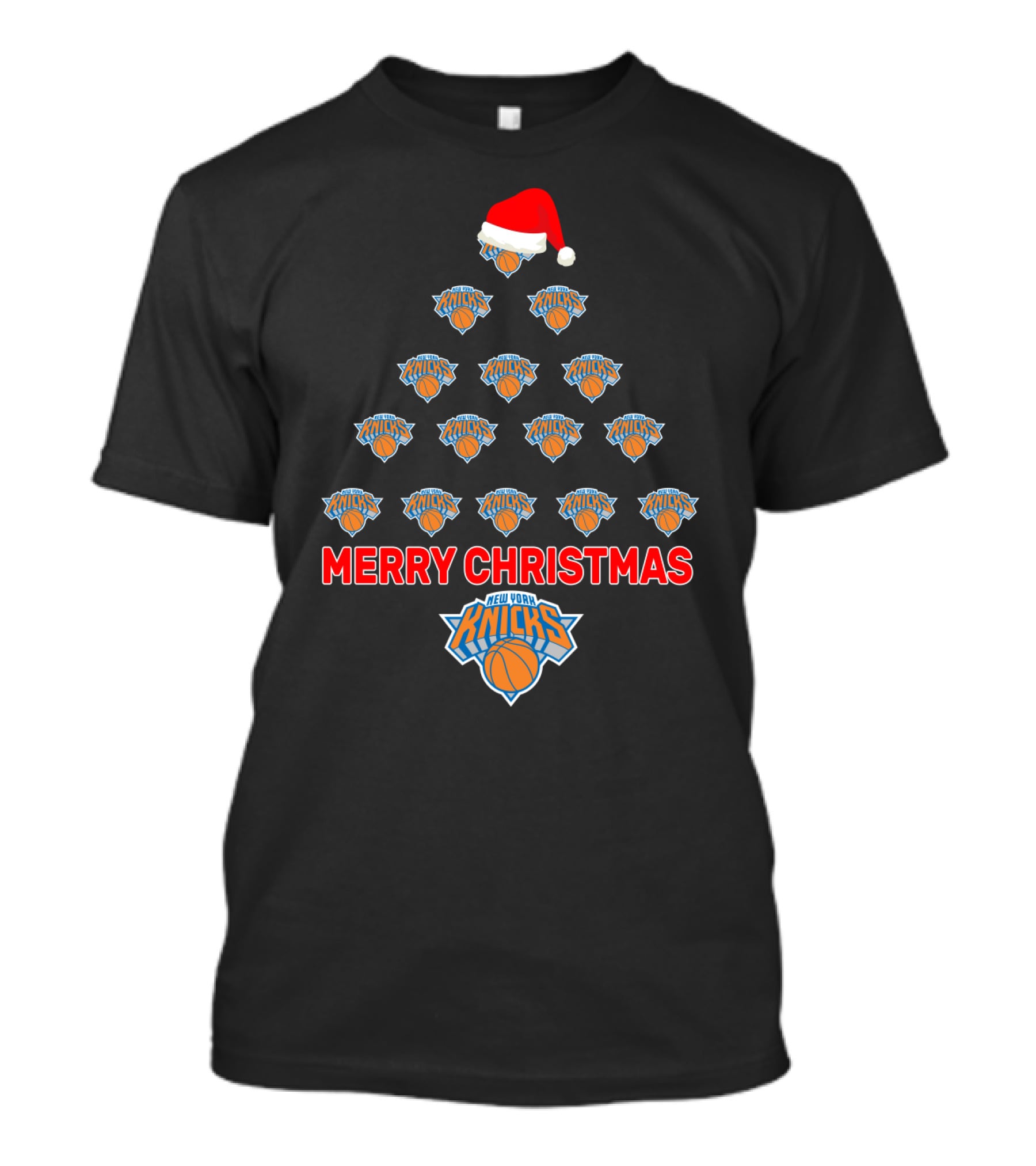 Merry Christmas New York Knicks Fans Festive Tree T-Shirt
