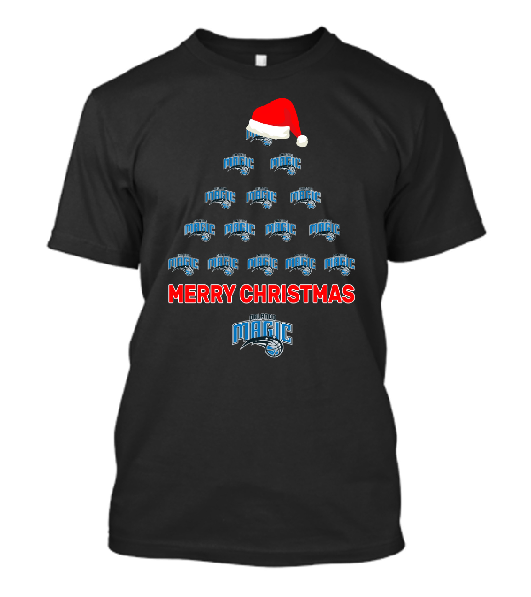 Merry Christmas Orlando Magic Tree Santa Hat T-Shirt