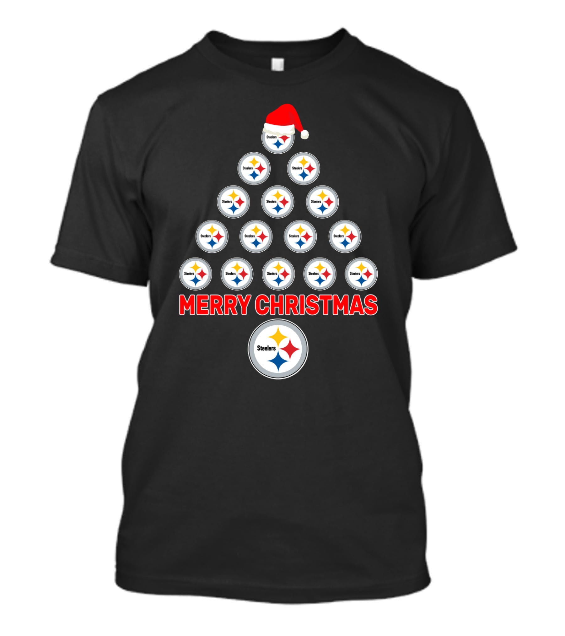 Merry Christmas Tree For Pittsburgh Steelers Fans T-Shirt