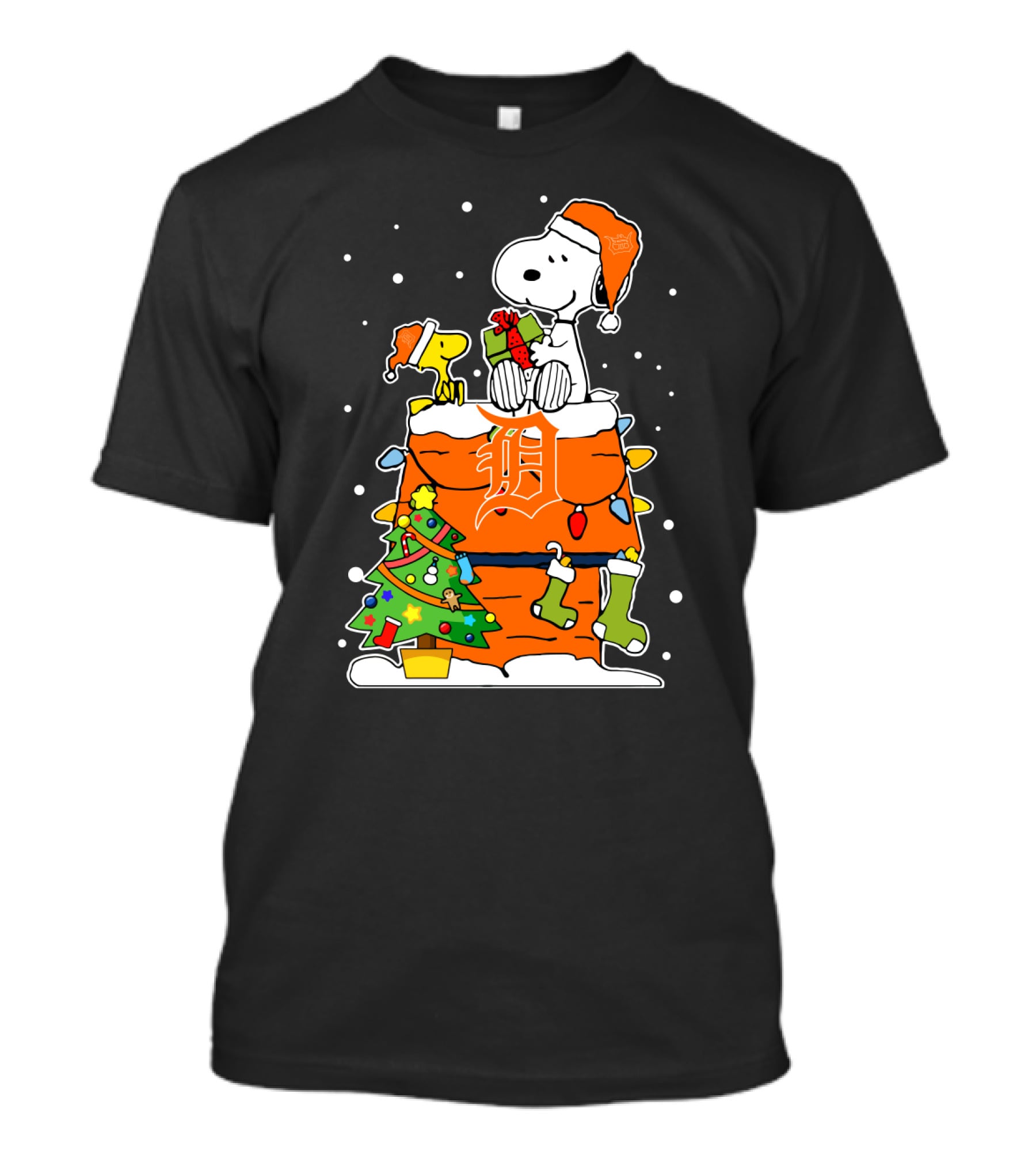 Detroit Tigers Snoopy Christmas Snow Baseball Fan Gift T-Shirt