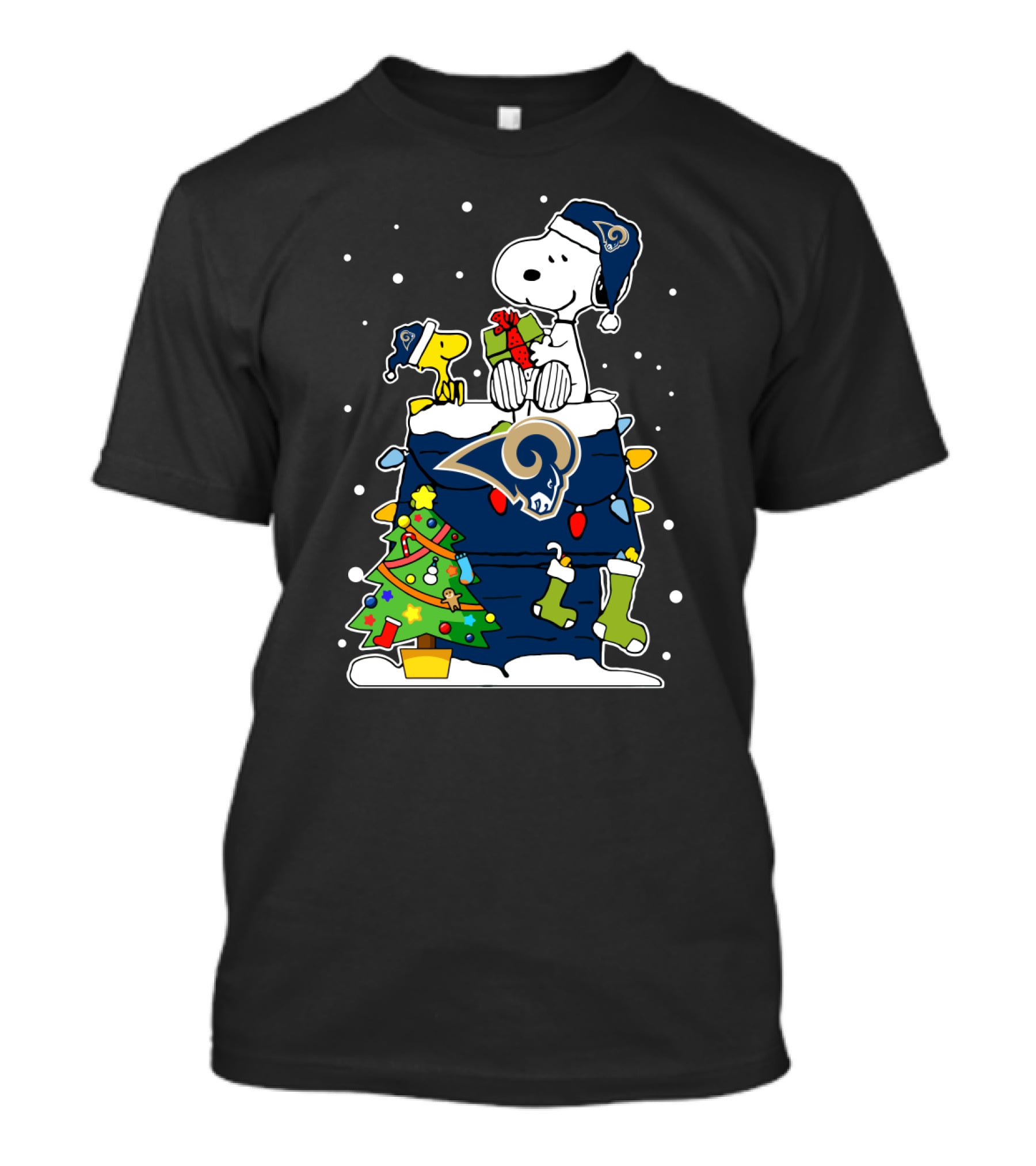 Los Angeles Rams Snoopy Woodstock Christmas Celebration T-Shirt