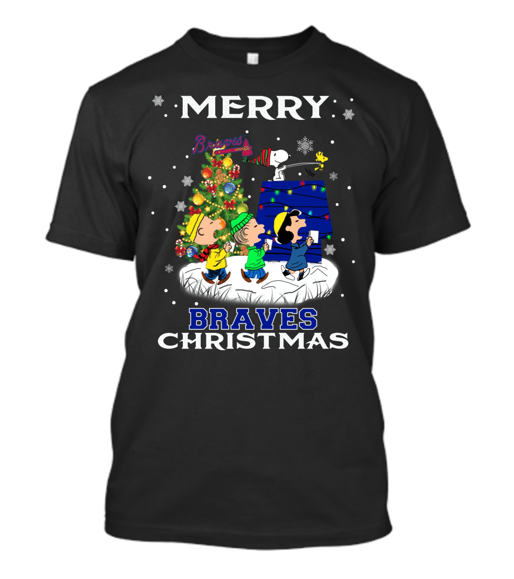 Merry Braves Christmas Atlanta Snoopy Fans T-Shirt