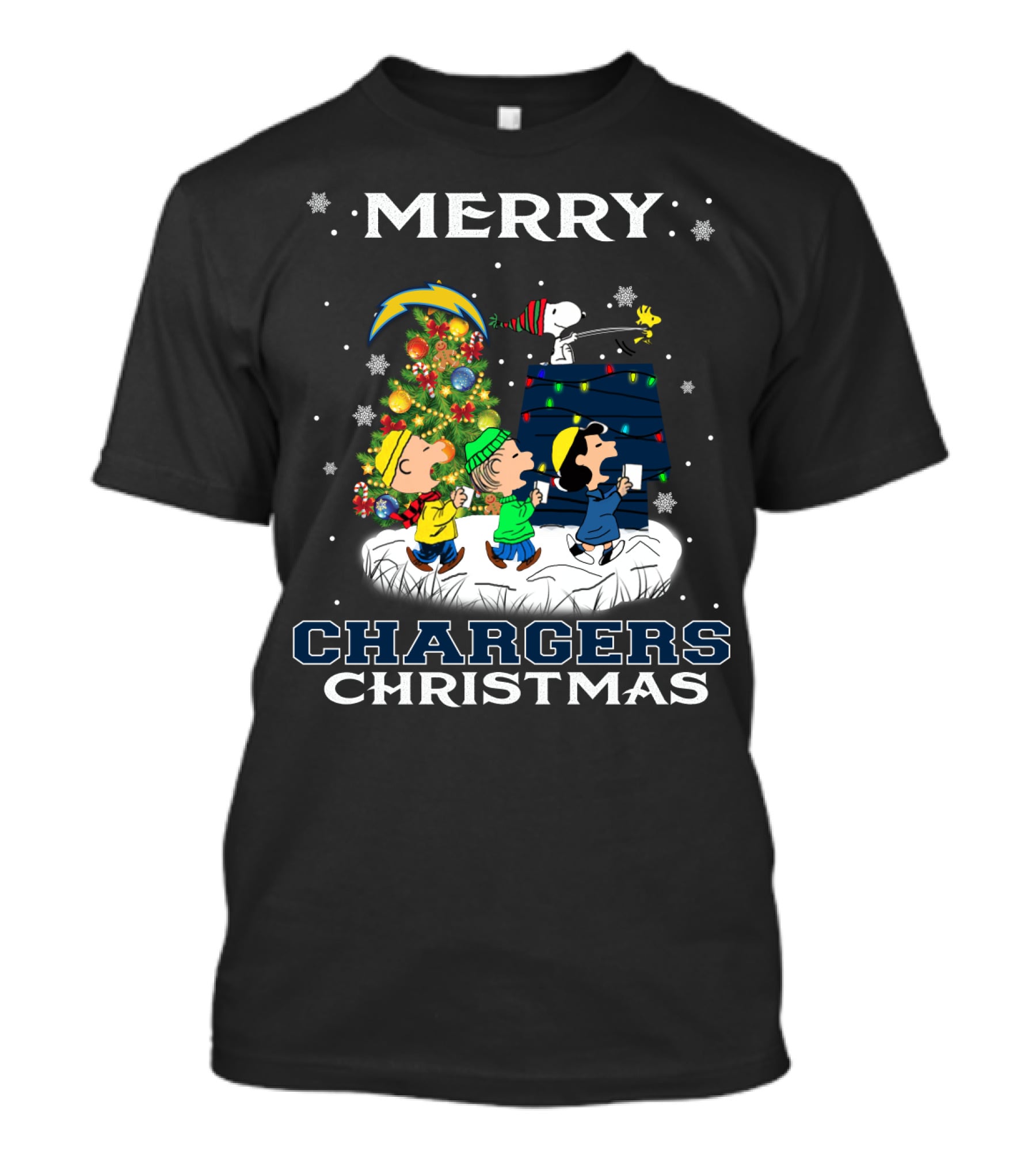 Merry Chargers Christmas Los Angeles Snoopy Peanuts T-Shirt