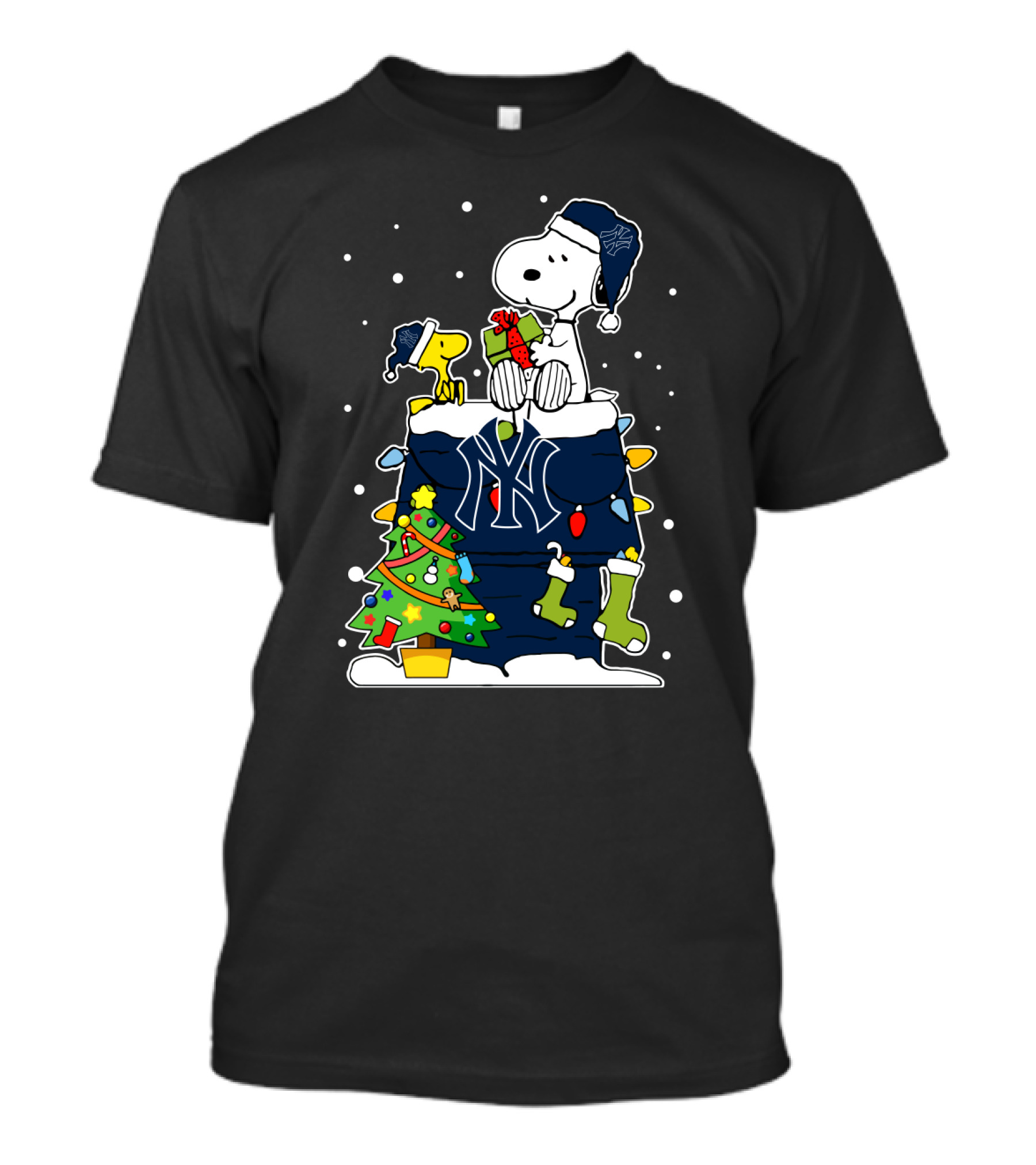 New York Yankees Snoopy Christmas Tree Peanuts T-Shirt