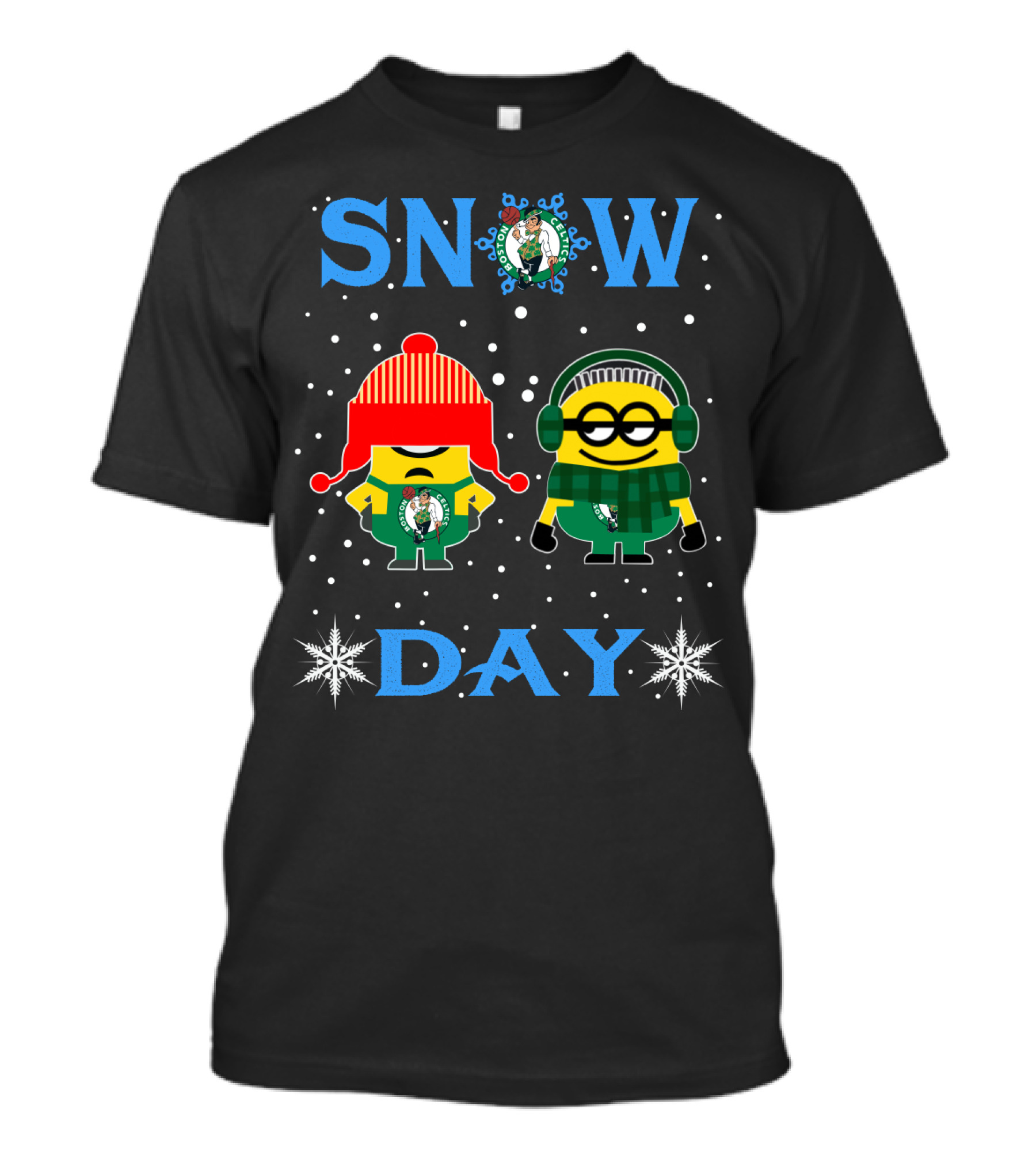 Boston Celtics Snow Day Minions Fans Winter Fun T-Shirt