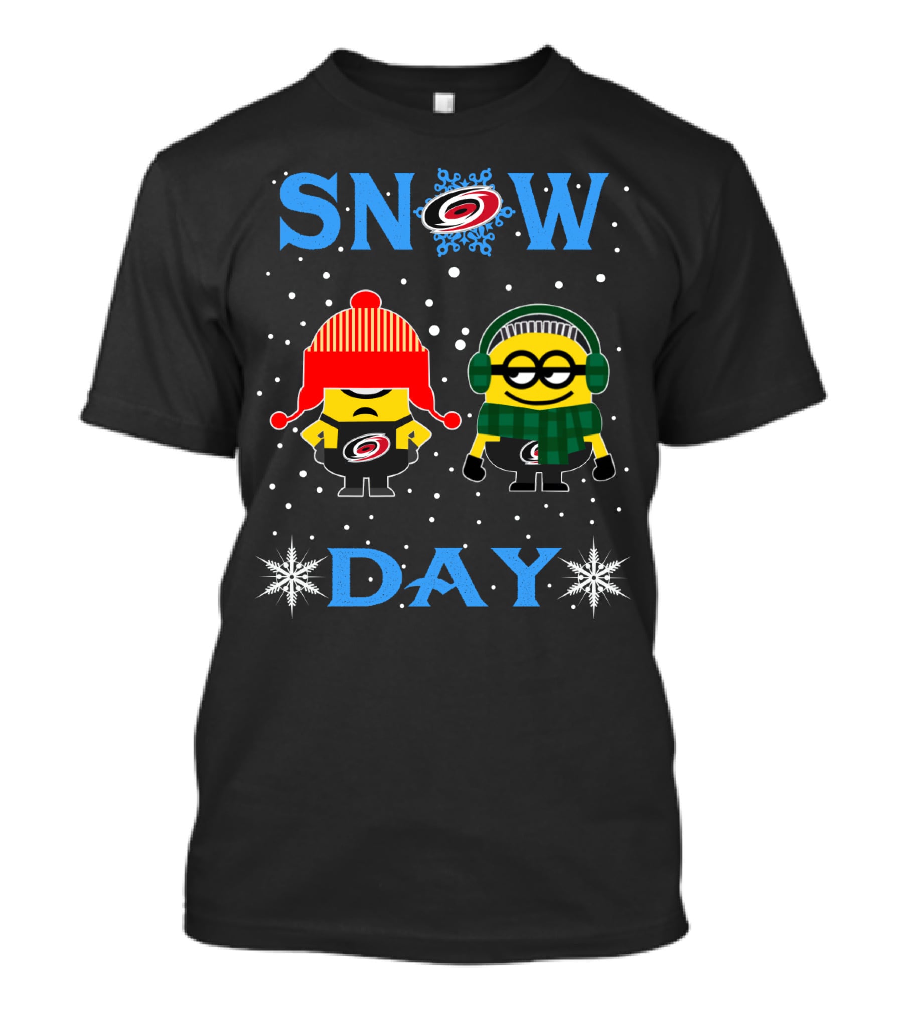Snow Day For Carolina Hurricanes And Minion Winter Fun T-Shirt