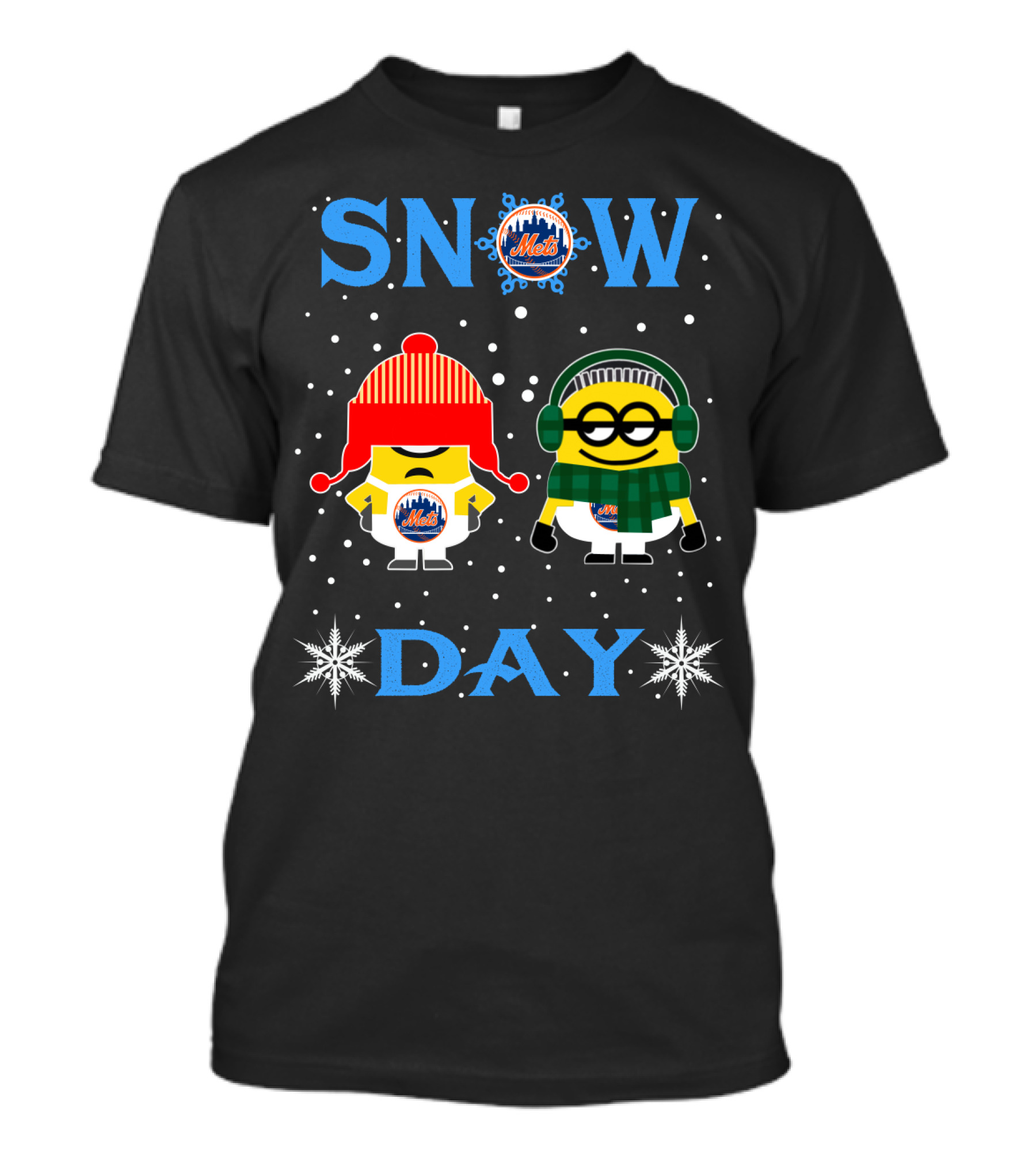 Snow Day New York Mets Minion Fans Winter Theme T-Shirt