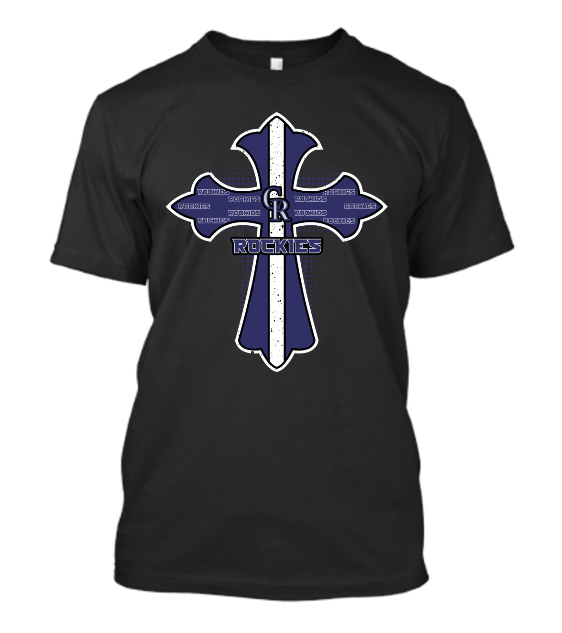 Colorado Rockies Baseball Logo And Cross Christian Faith Fan T-Shirt